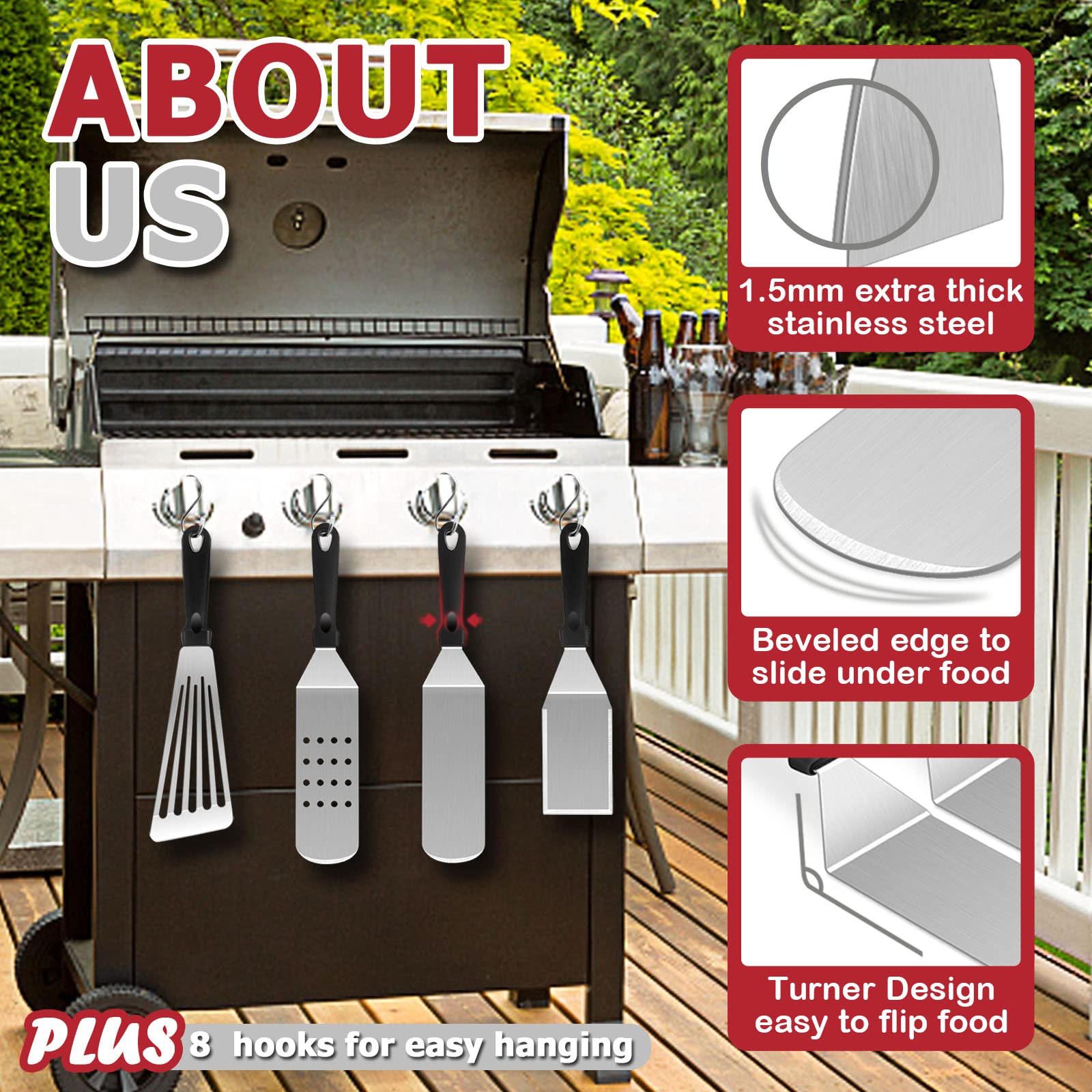 Joyfair 30Pcs Premium Griddle Accessories Kit - Stainless Steel BBQ Flattop Grill Tools Set with Melting Dome, Basting Cover, Burger Press & Turner Spatula for Outdoor Camping, Teppanyaki & Backyard Grilling | Perfect for Tailgating, Picnics & Home BBQ Parties