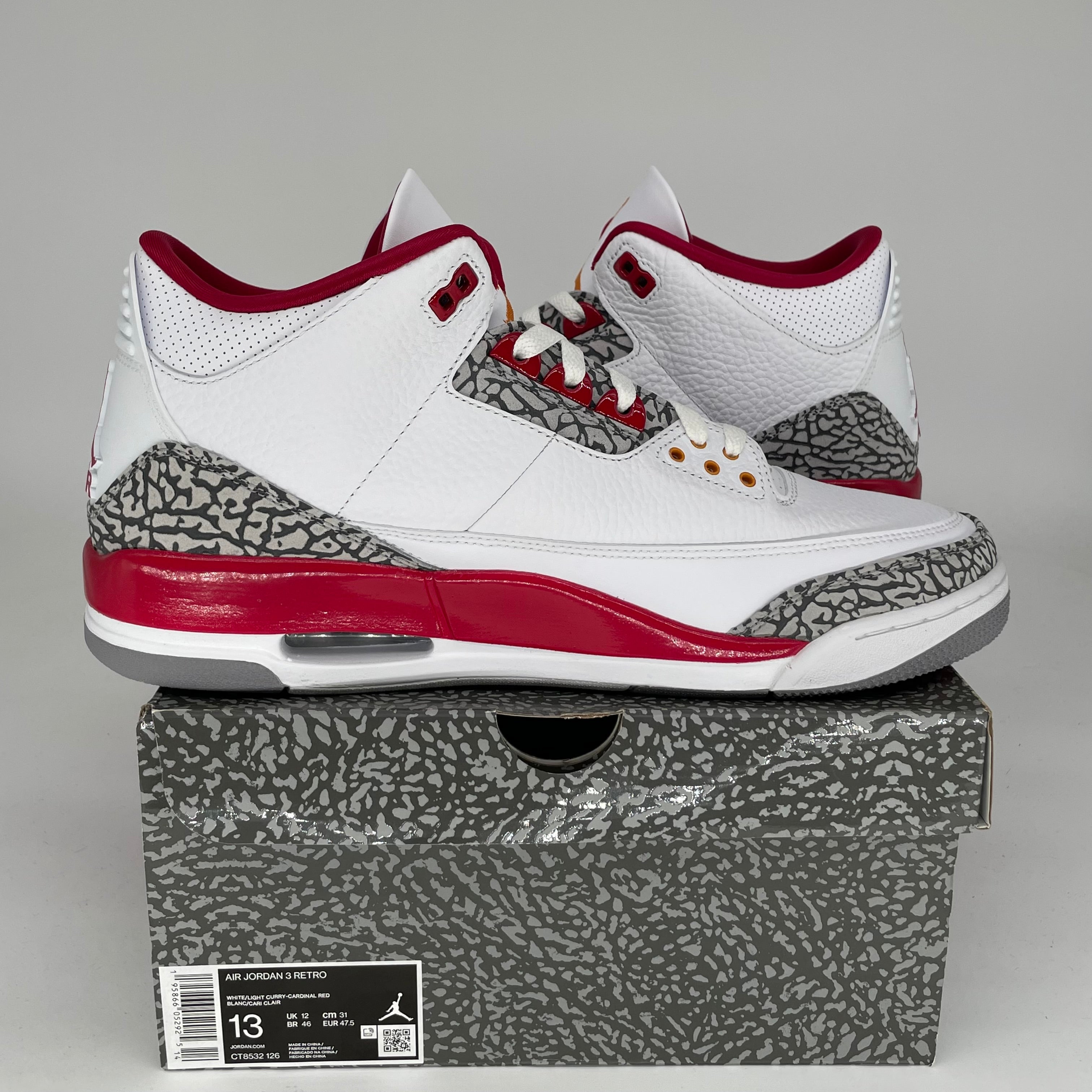 AIR JORDAN 3 CARDINAL Men's Basketball Shoes Size 13 - Retro Style Sneakers for Men | Perfect for Basketball, Streetwear & Casual Outfits (Style Code: CT8532-126)