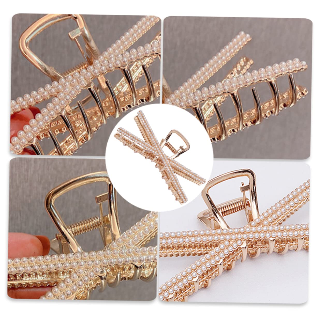 FOMIYES Metal Pearl Hair Claw Clips for Women & Girls - Shark Shape Hair Barrettes with Exquisite Design - Perfect for Parties, Weddings, and Everyday Styling