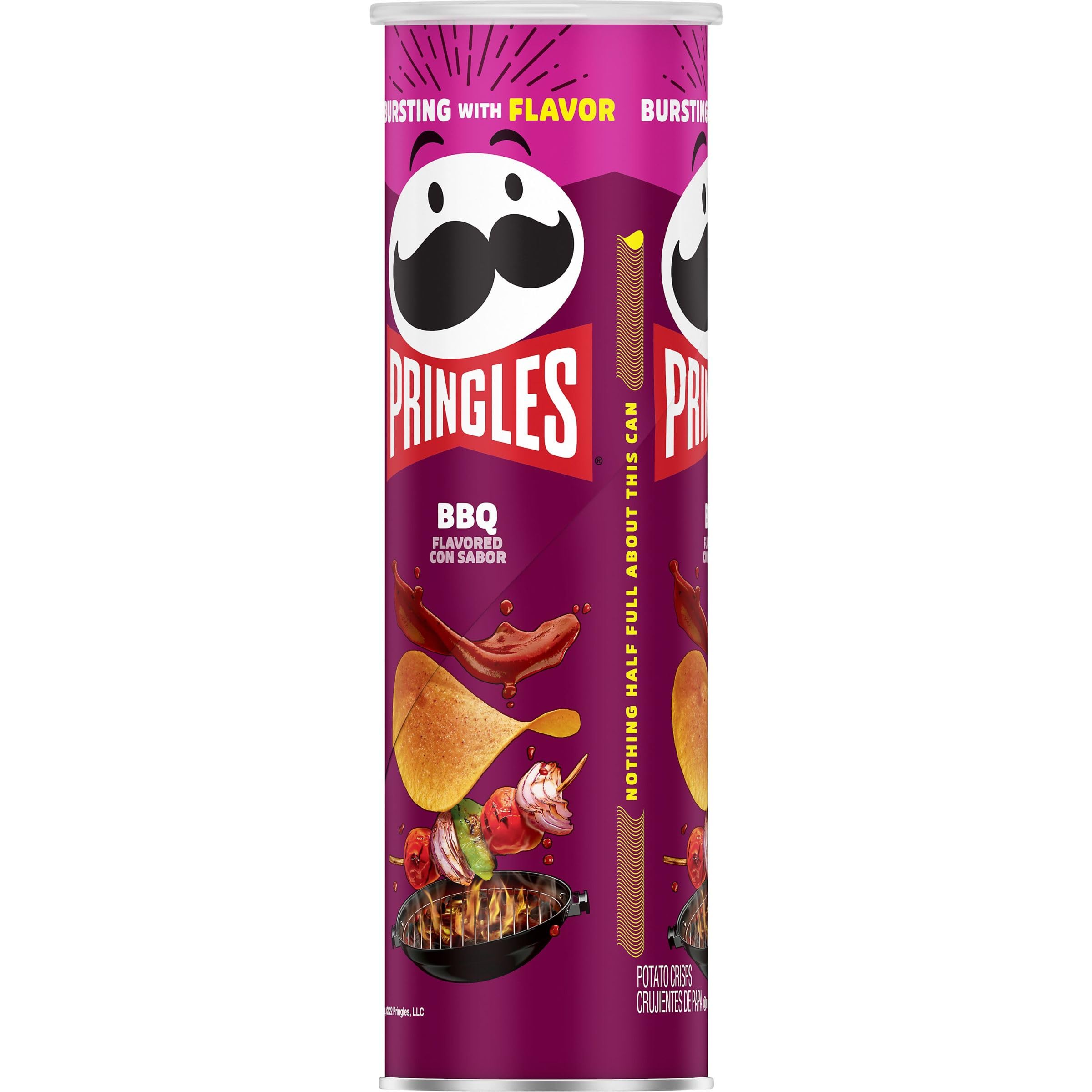 Pringles BBQ Flavored Potato Crisps - 5.5oz Can (Pack of 1) | Crunchy Lunch Snacks, On-The-Go Treats for Work, School & Road Trips