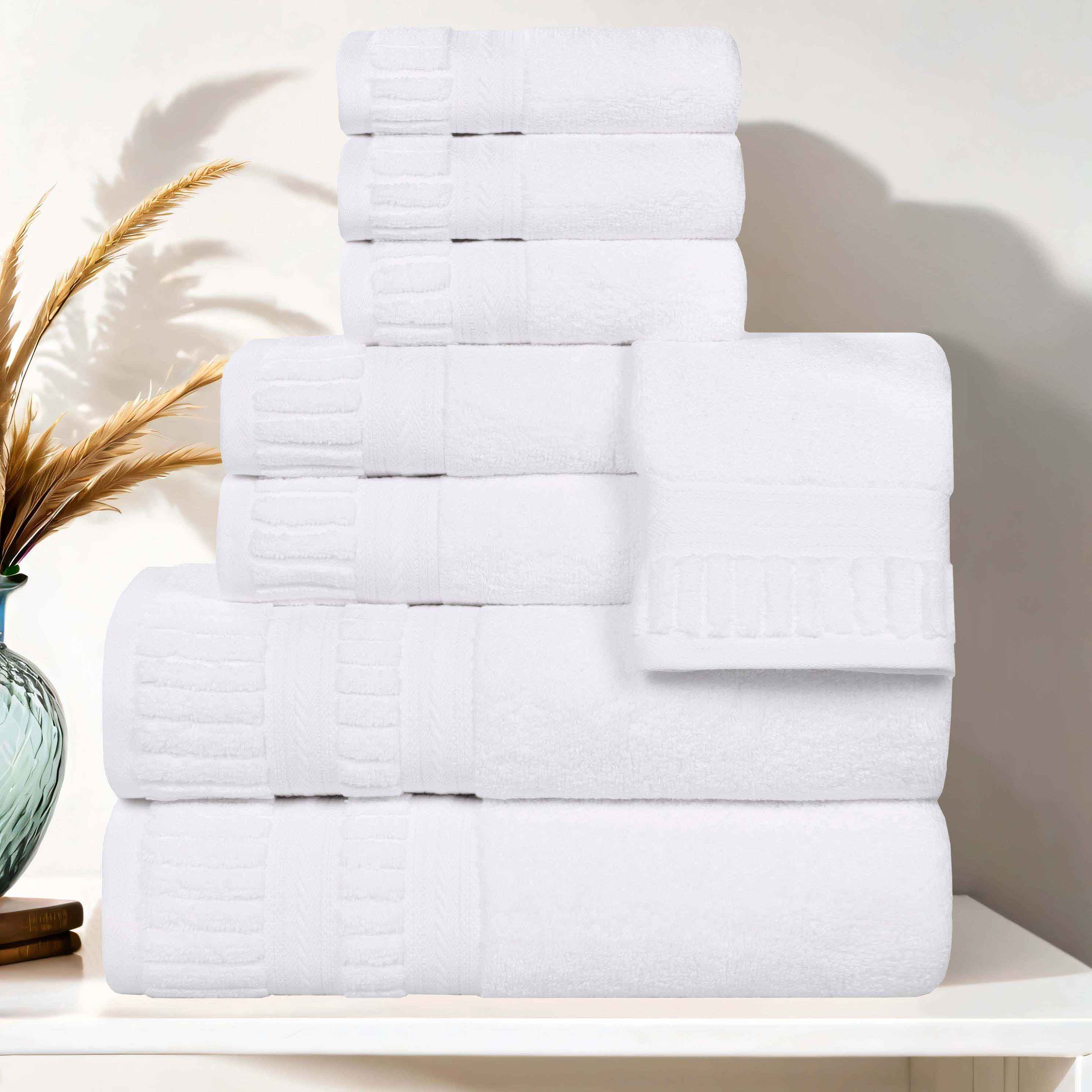 Venice Zero Twist Cotton Medium Weight Absorbent 8-Piece Bath Towel Set - Soft & Quick-Drying for Spa, Gym, and Luxury Home Bathrooms