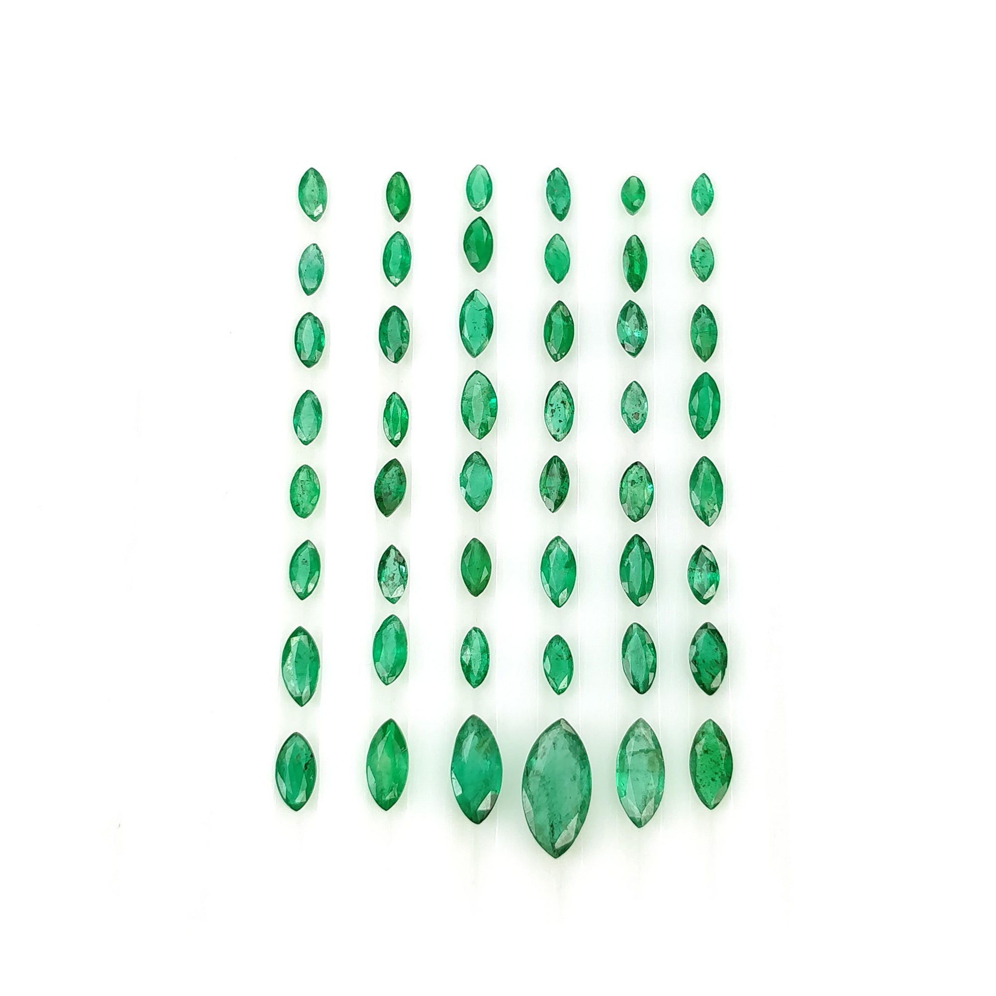 Natural Untreated 5.50cts Green Emerald Gemstone Marquise Cut (3x1.5mm to 9x4.5mm) - 48pcs for Jewelry Making, Engagement Rings & DIY Crafts