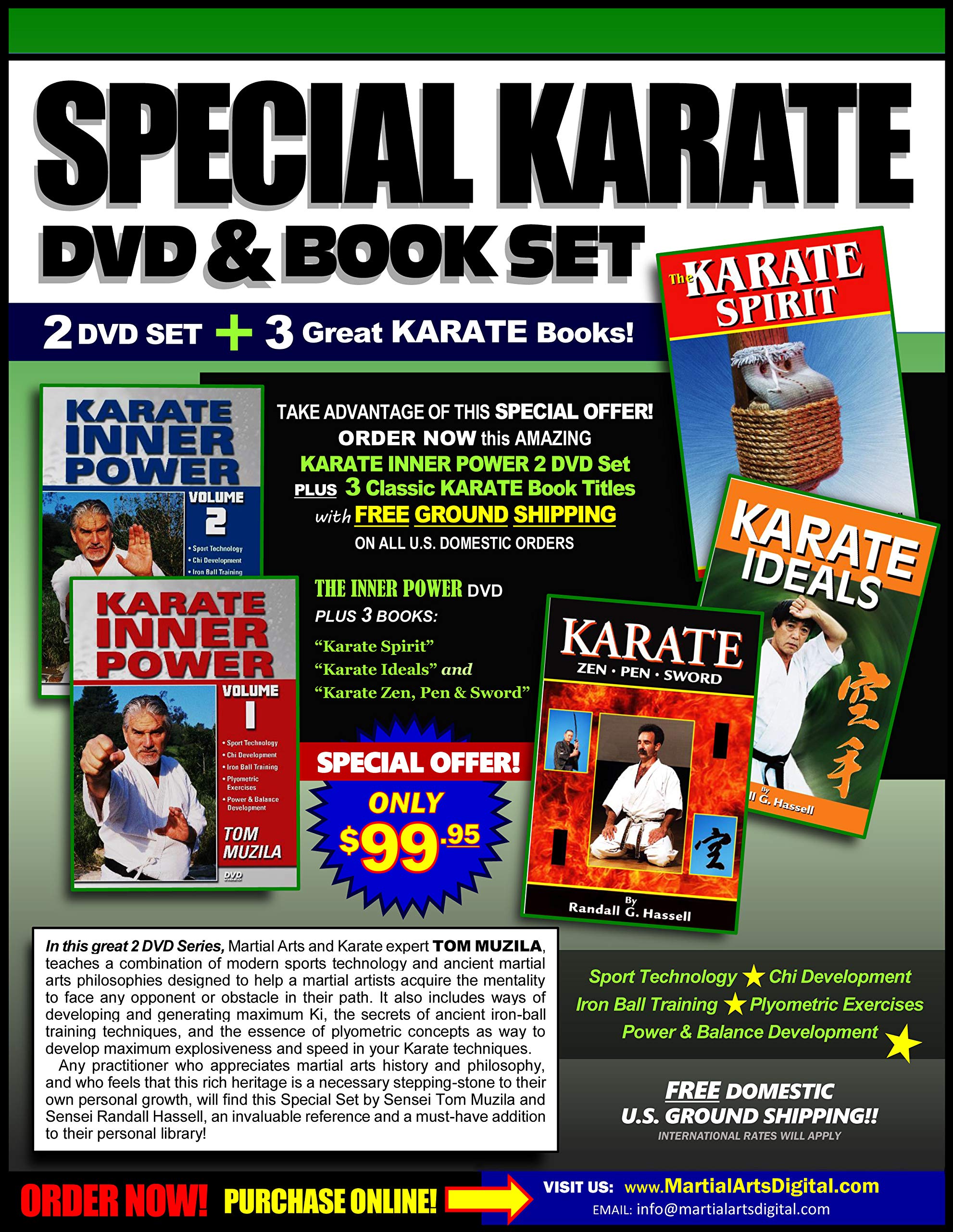 Karate Inner Power DVD & Book Bundle Set - Learn Martial Arts Techniques for Self-Defense & Fitness Training at Home