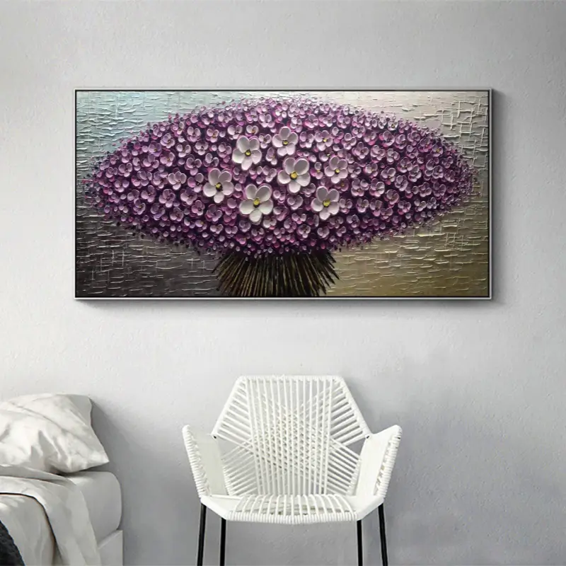Flower and Tree Painting #FT009 - Handmade Canvas Art for Home Decor, Office Wall Art, and Living Room Aesthetic