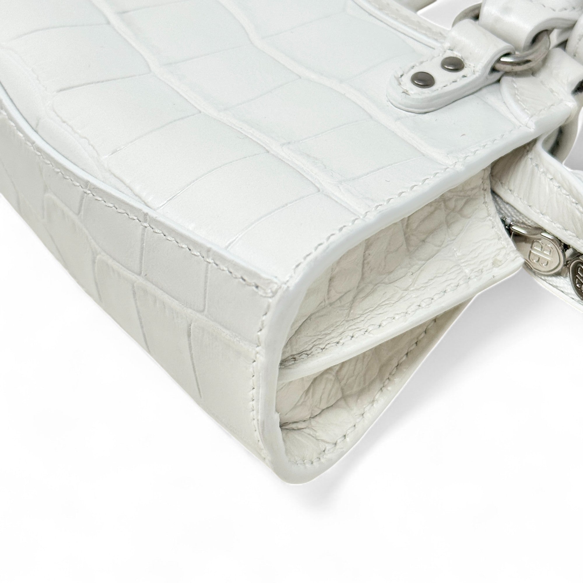 Balenciaga White Crocodile Embossed Nano City Bag - Stylish Mini Crossbody Purse for Women, Perfect for Parties, Dating & Daily Use