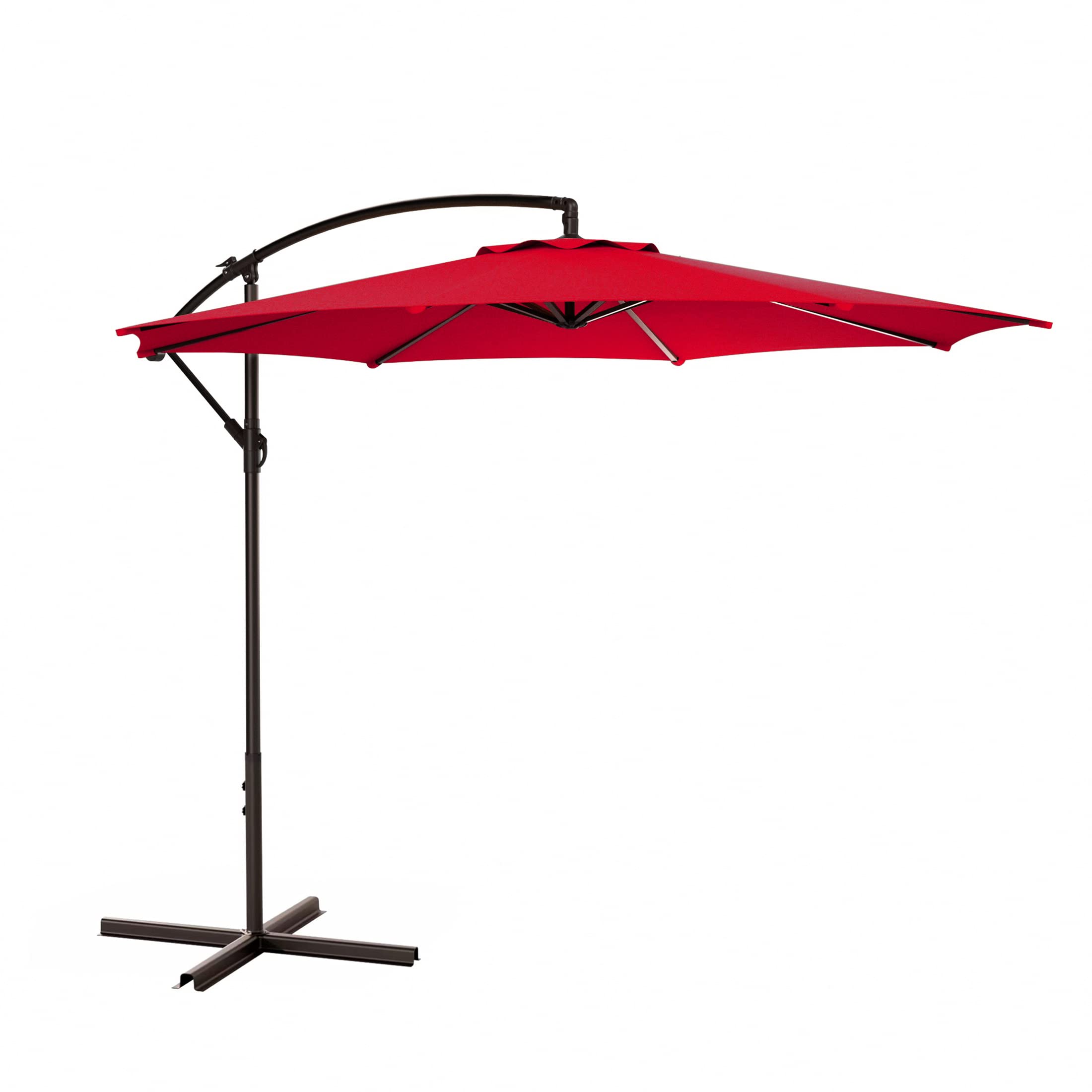10ft Outdoor Patio Cantilever Umbrella with Stand - 2 Piece Hanging Shade Kit for Garden, Poolside & Backyard Relaxation | WO Home Furniture