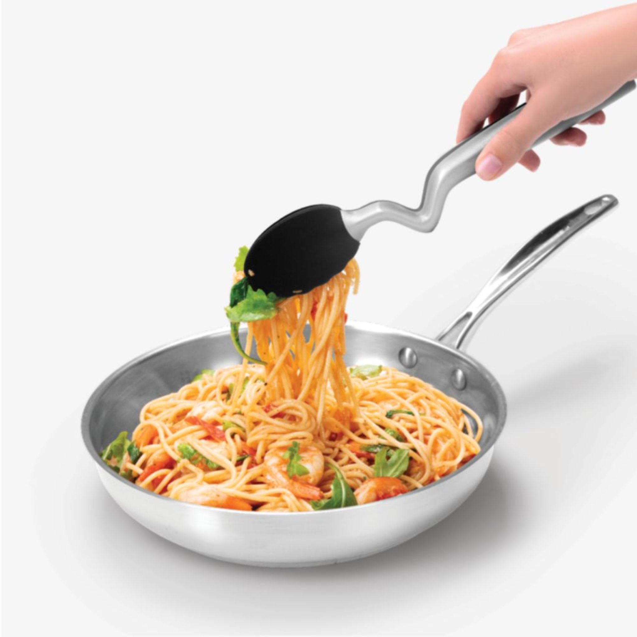 DreamFarm Stainless Steel Silicone Multi-Purpose Kitchen Tongs - Black (SH DFCL1211 BK) for Grilling, Cooking, and Serving