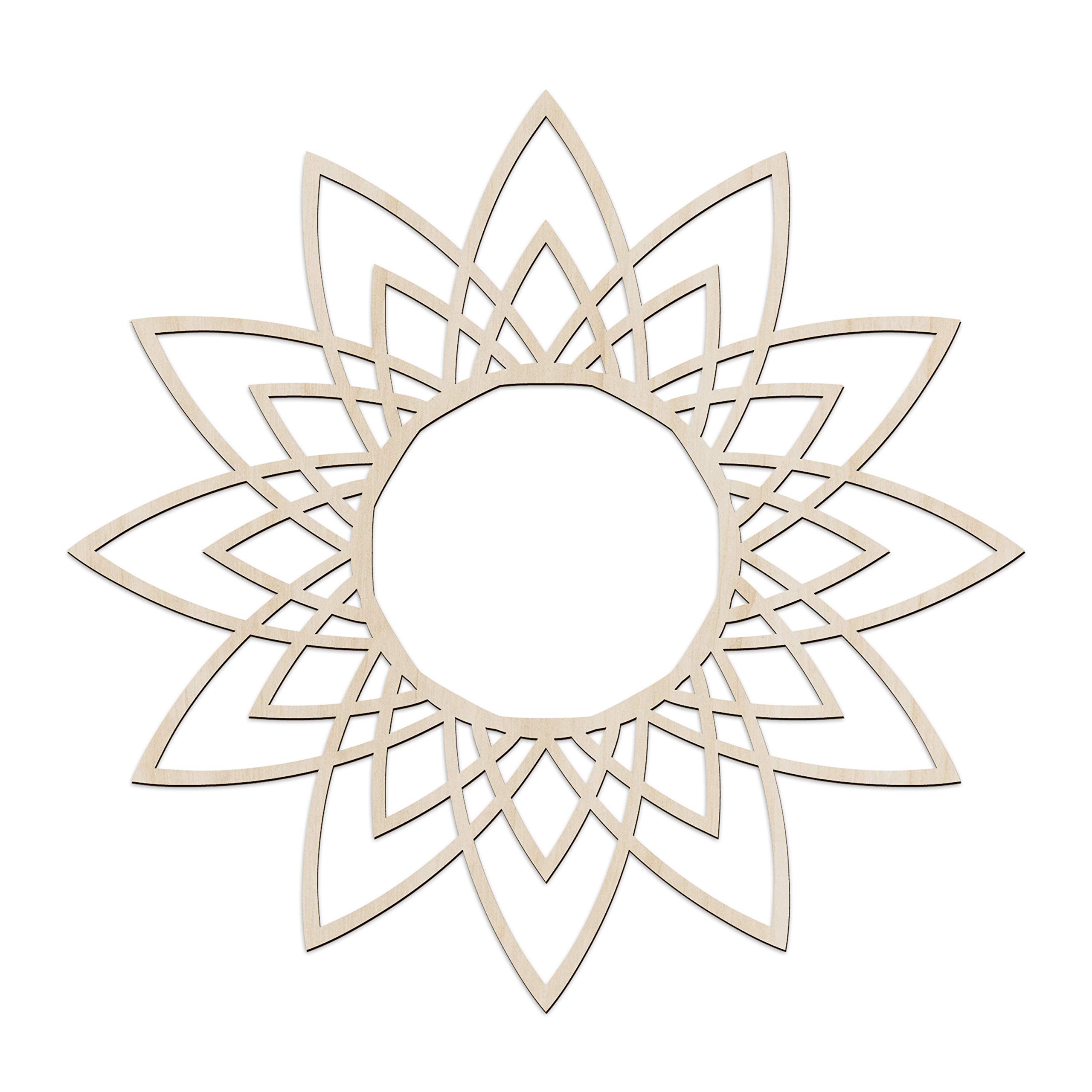 Ambesonne Mandala Wooden Wall Art - Sun Star Inspired Blossoming Motif, Handcrafted Birch Plywood Rustic Decor for Hallway, Bedroom, Living Room, Cafe & Office - 11.4