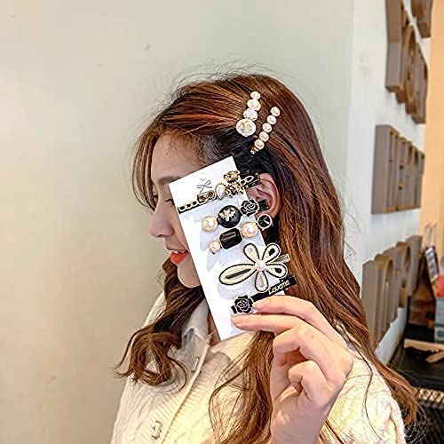 Korean Style Pearl Hairpin - Elegant Marble Alligator Hair Clips for Women & Girls (5-Pack) | Perfect for Weddings, Parties, and Everyday Hairstyles