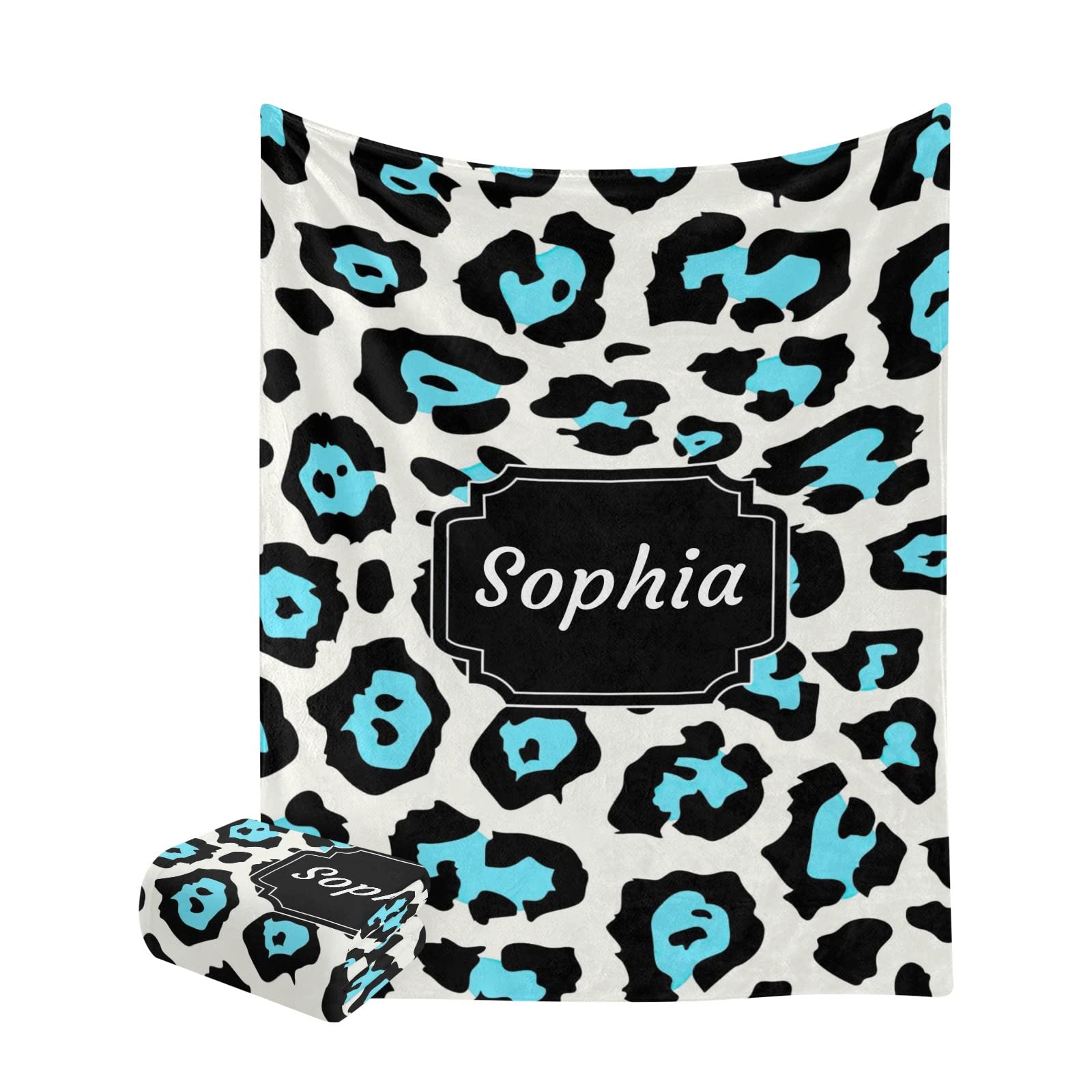 Soft Cozy White Leopard Print Personalized Blanket - 50