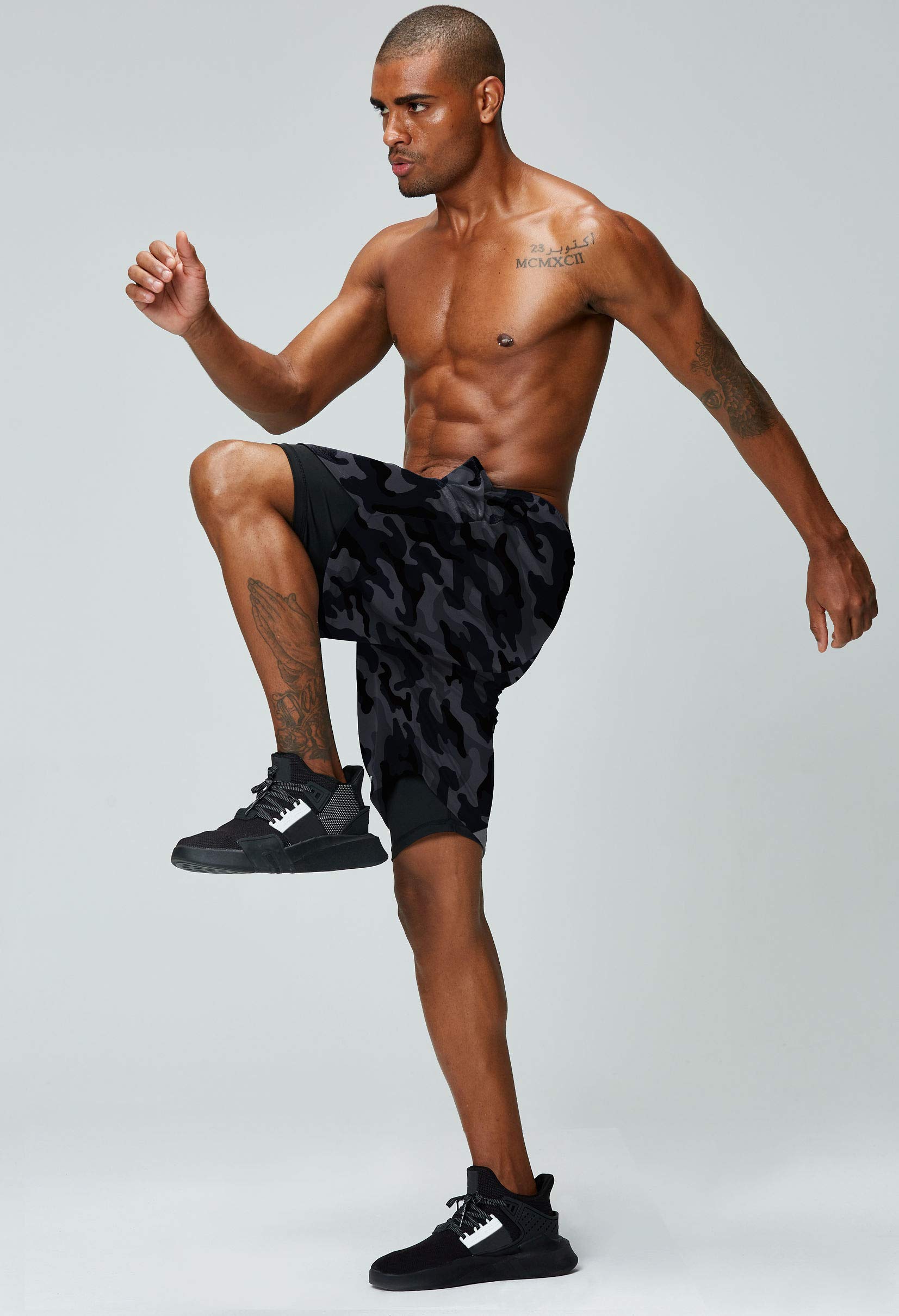 Pinkbomb Men's 2-in-1 Running Shorts with Phone Pocket - Quick Dry Gym Workout Shorts for Men | Perfect for Jogging, Training & Outdoor Activities