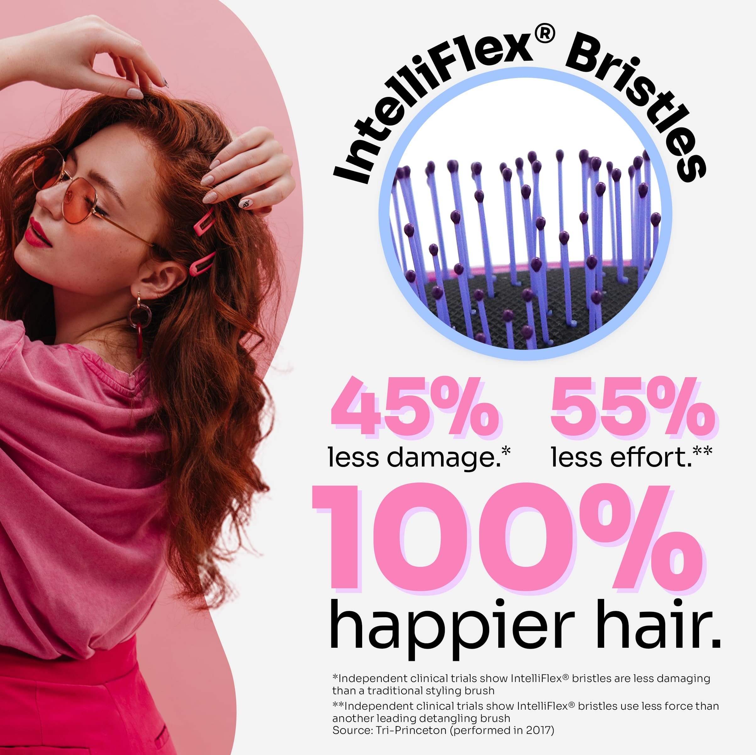 Wet Brush Original Detangling Hair Brush Purple - Gentle Flexible Bristles for Curly, Straight, Thick & Wavy Hair - Tangle-Free Styling Brush for Women & Men - Perfect for Daily Hair Care, Salon Styling & Travel
