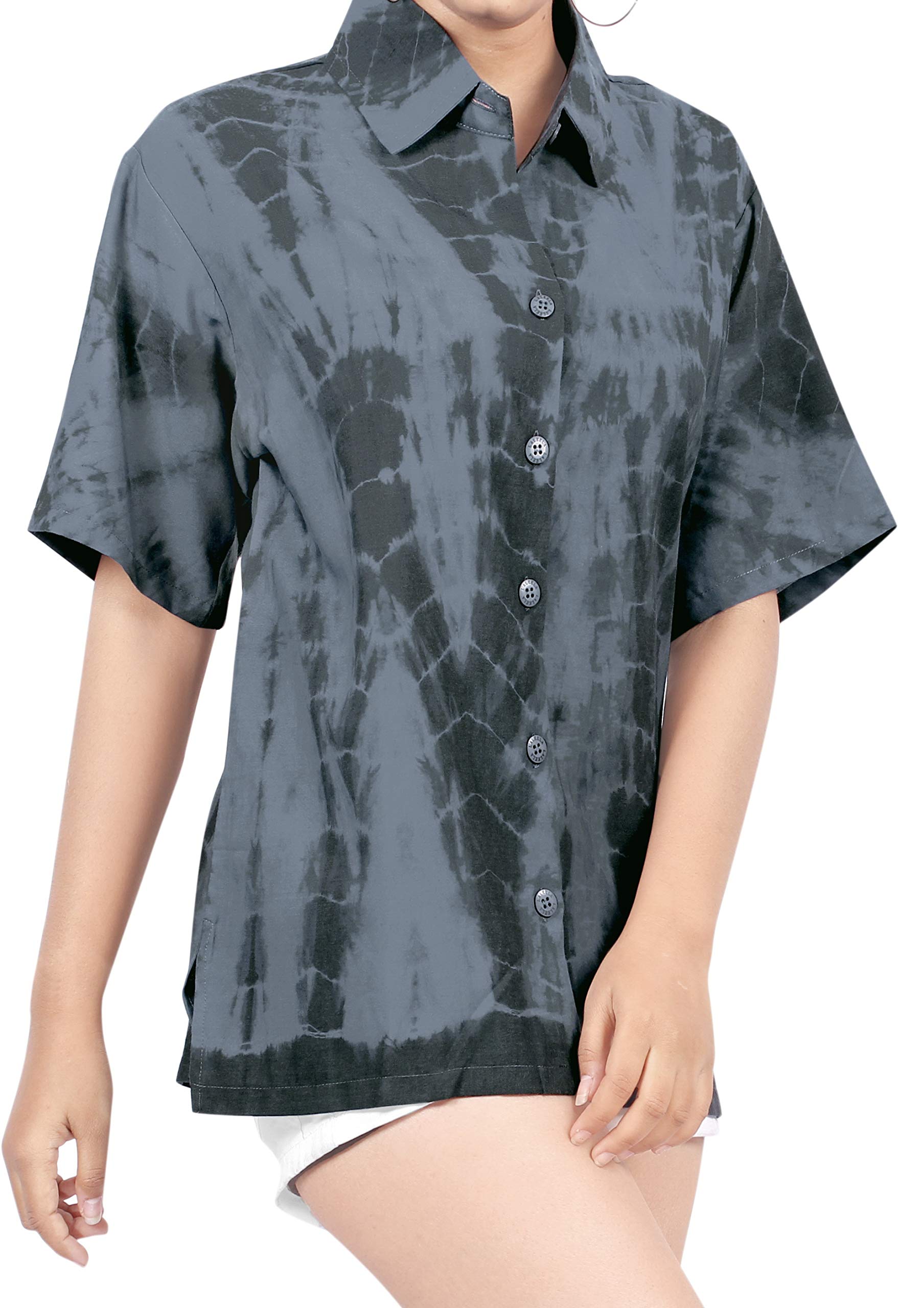 LA LEELA Women's Hawaiian Shirt - Breathable Short Sleeve Camp Shirt for Summer Beach Vacation, Luau Party & Tropical Getaway