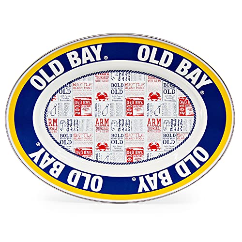 Old Bay Seasoning Oval Platter - Premium Ceramic Serving Dish for Seafood, Crab & Shrimp Boils - Perfect for Parties, Picnics & Outdoor Dining