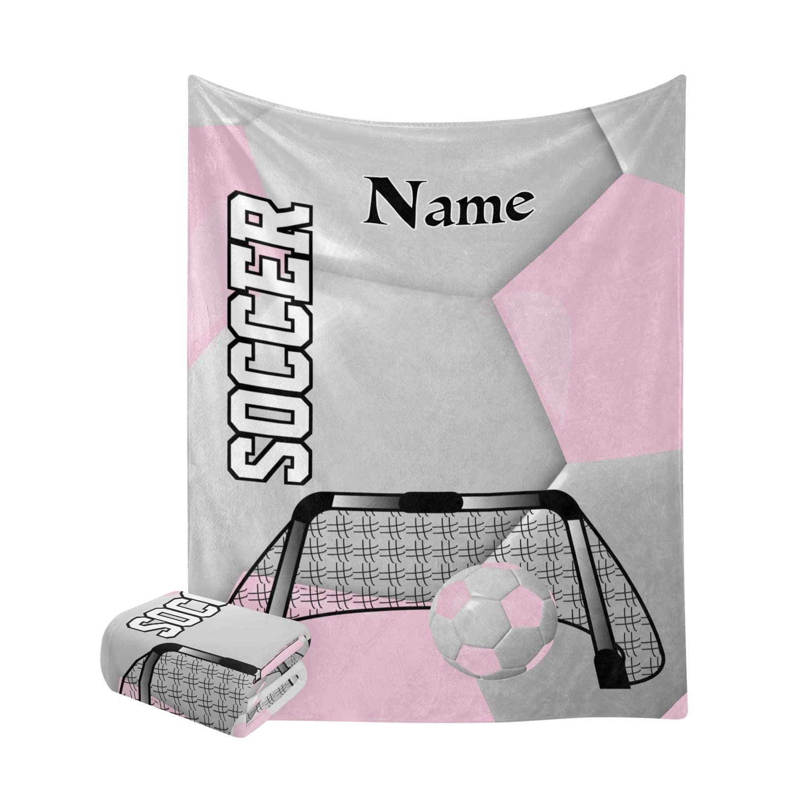 Personalized Soccer Fleece Throw Blanket 50x60 Inches - Custom Name Blanket for Sports Fans, Soft Cozy Gift for Sofa, Bed, Couch - Perfect for Game Nights, Birthday Presents & Home Decor