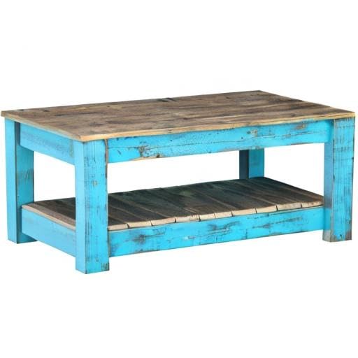 Doug and Cristy Designs Turquoise Combo Coffee Table with Shelf - 40