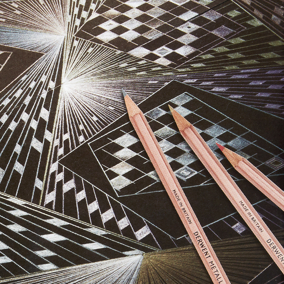 Derwent Metallic Colored Pencils - 24 Vibrant Shimmering Colors for Artists & Crafting - Perfect for Drawing, Sketching, Scrapbooking & DIY Projects