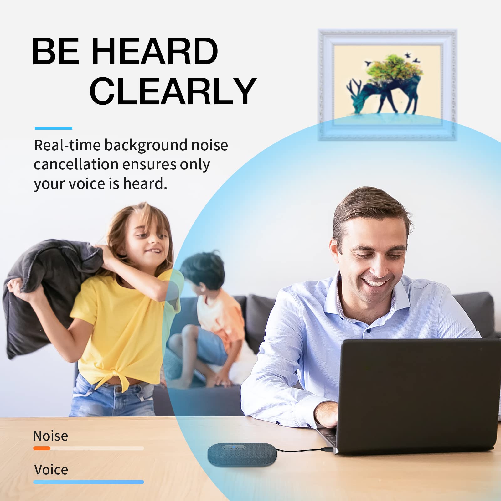Premium USB Speakerphone for Virtual Meetings - 360° Voice Pickup, Noise Cancelling, Plug & Play - Compatible with Zoom, Teams, Skype - Ideal for Home Office, Conference Calls & Online Classes