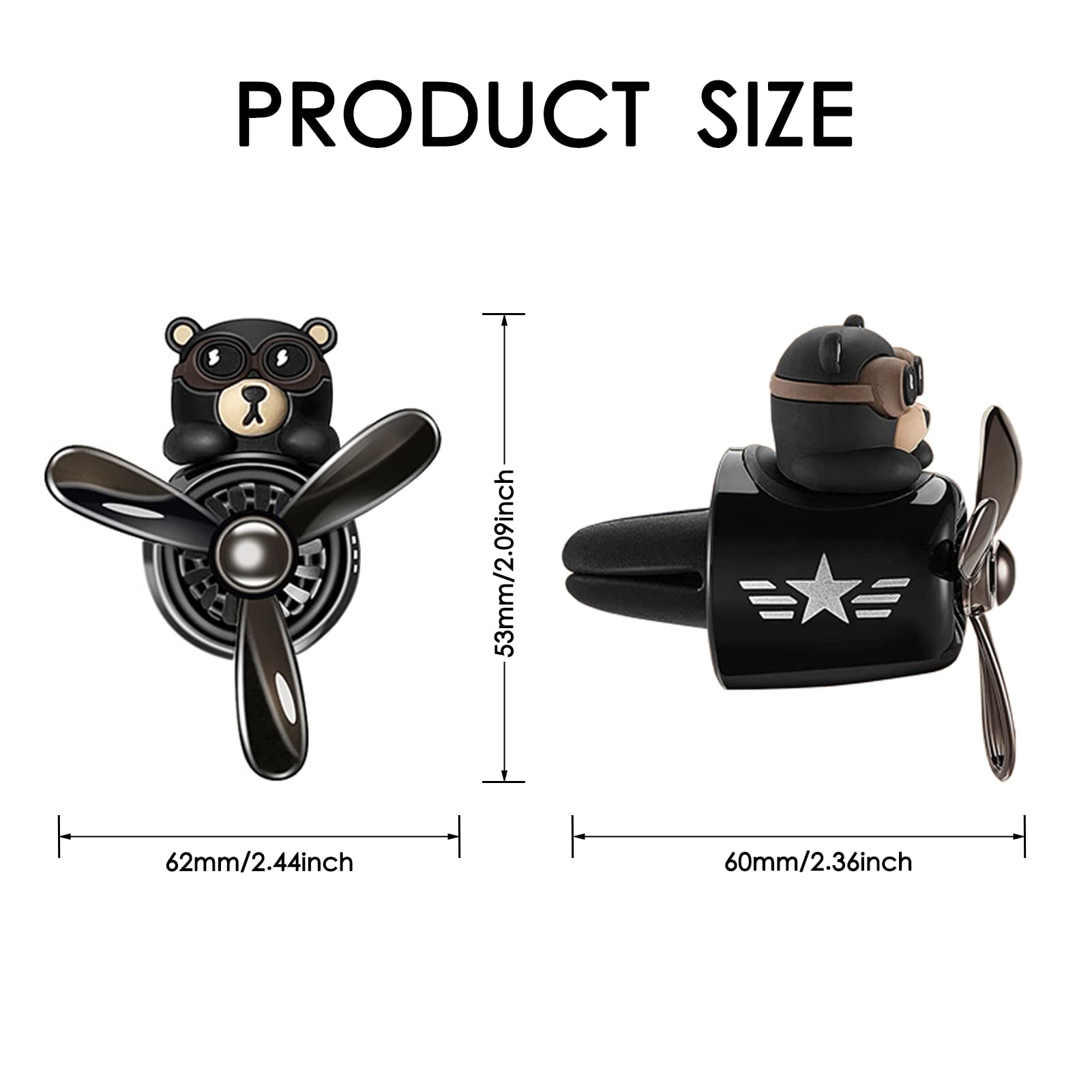 Pilot Bear Car Air Freshener - Cute Rotating Propeller Diffuser, Cartoon Automotive Air Vent Perfume Decor - Perfect for Cars, Trucks & Office Spaces