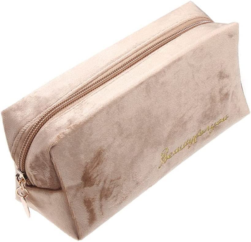 HEYOL Velvet Cosmetic Bag Travel Organizer - Waterproof Toiletry Pouch with Zipper for Women, Portable Lightweight Washable Makeup Bag (Multicolor) - Perfect for Travel, Gym, and Daily Essentials Storage