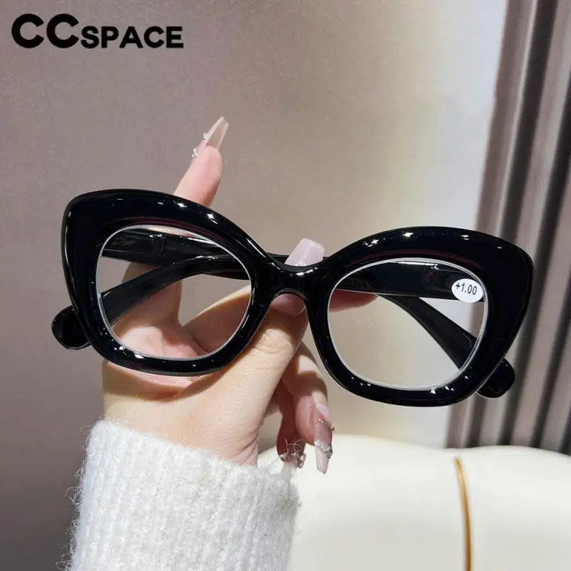 CCspace Unisex Full Rim Oval Thick Polycarbonate Reading Glasses 57478 | Blue Light Blocking | +1.0 to +4.0 Magnification | Perfect for Office Work, Reading & Computer Use