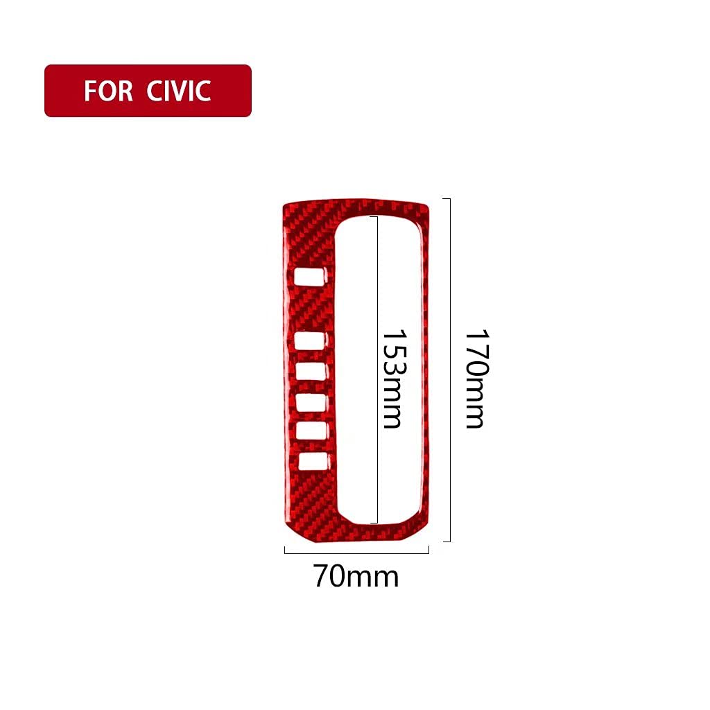 Honda Civic 10th Gen 2016-2019 Red Carbon Fiber Gear Shift Frame Trim Sticker - Right Hand Drive Interior Accessories for Enhanced Car Styling & Protection