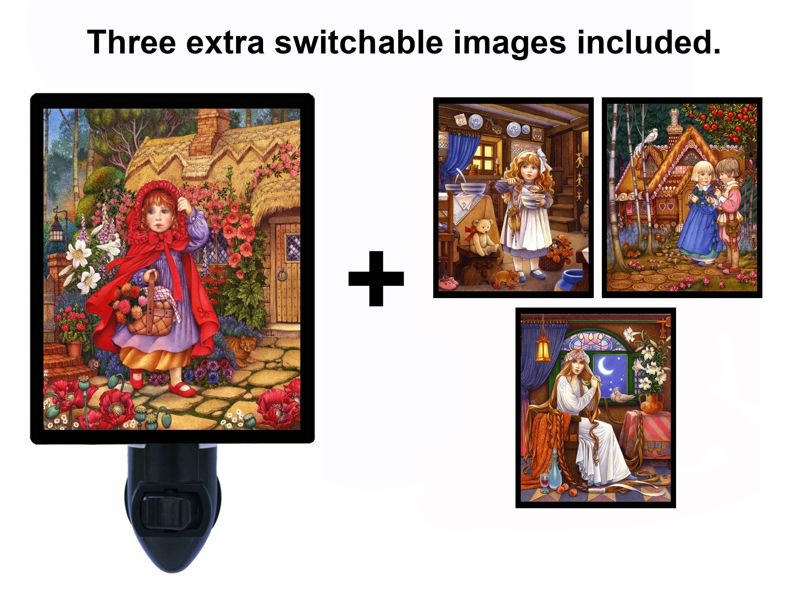Fairy Tale Night Light with Switchable Inserts for Kids - Perfect for Bedtime Stories, Nursery Decor & Children's Room Lighting