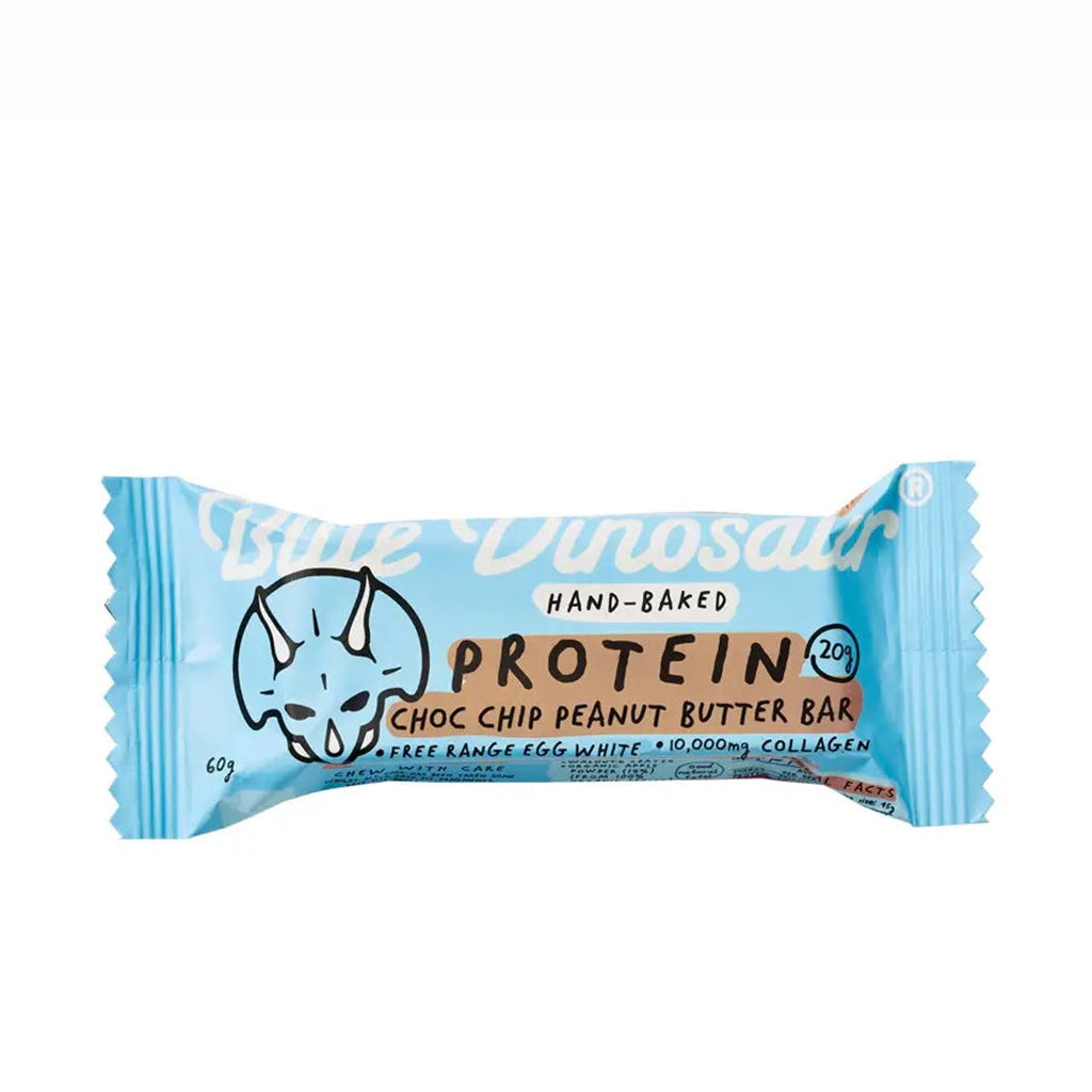 High Protein Blue Dinosaur Chocolate Chip Peanut Butter Bar - Gluten Free, Low Sugar, Keto Friendly Snack for Gym, Hiking & Post-Workout Recovery