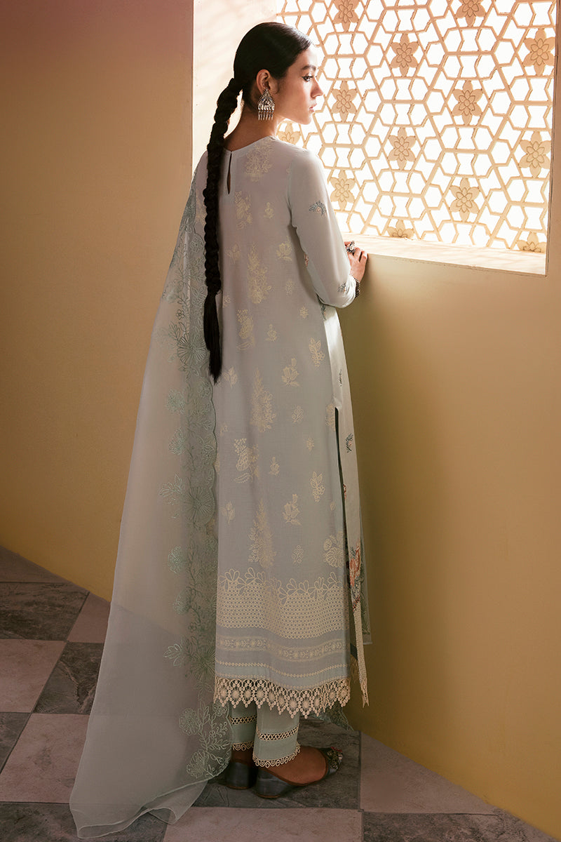 Hazy Cerulean 3-Piece Embroidered Lawn Suit for Women - Elegant Summer Outfit for Parties, Weddings & Special Occasions
