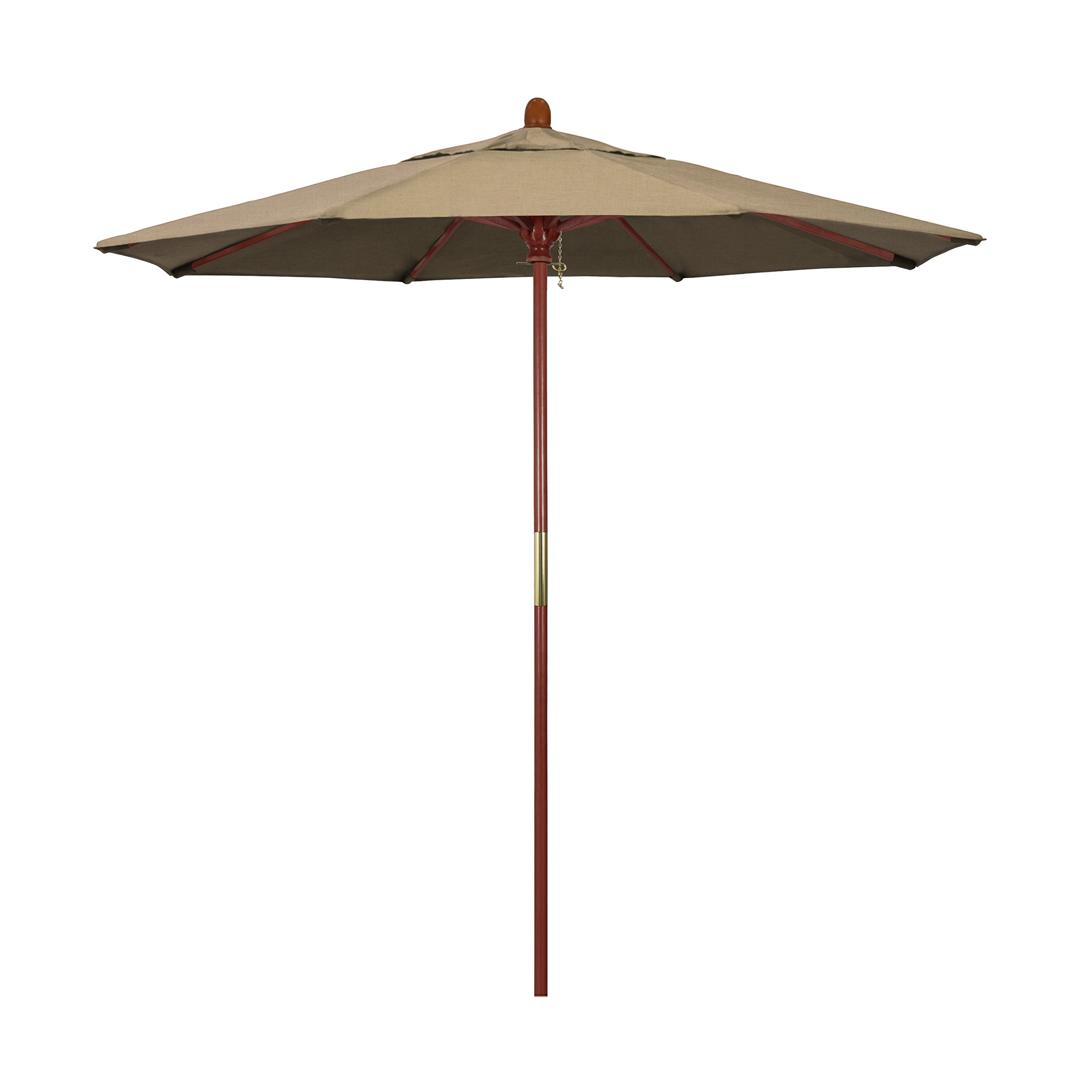 7.5' Grove Series Patio Umbrella with Wood Pole & Hardwood Ribs - Push Lift Mechanism - Sunbrella 1A Heather Beige Fabric - Perfect for Outdoor Dining, Poolside Lounging, and Backyard Relaxation