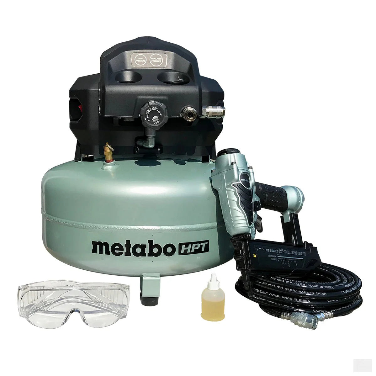 METABO KNT50ACM 18G Brad Nailer & Air Compressor Combo Kit - Perfect for Woodworking, Carpentry, and DIY Home Projects