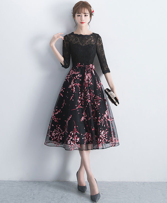 Elegant Black Lace Tulle Short Prom Dress for Women - Sexy Black Lace Bridesmaid Dress for Wedding Party - Perfect for Homecoming, Prom Night & Formal Events