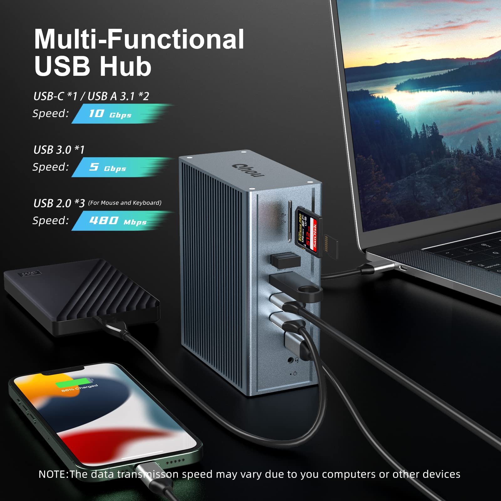 16-in-1 USB C Docking Station with 100W PD Charging - 4K HDMI, Ethernet, USB 3.0 Ports, SD/TF Card Reader - Compatible with MacBook Pro/Air, Thunderbolt 3 Laptops - Perfect for Home Office & Remote Work Setup