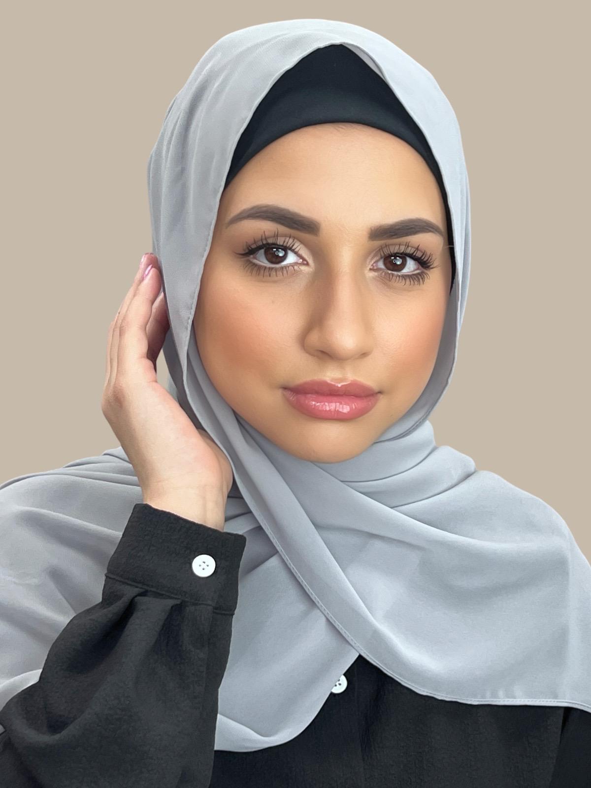 Luxury Chiffon Hijab Scarf - Elegant Grey Shawl for Women | Perfect for Daily Wear, Prayer, and Special Occasions