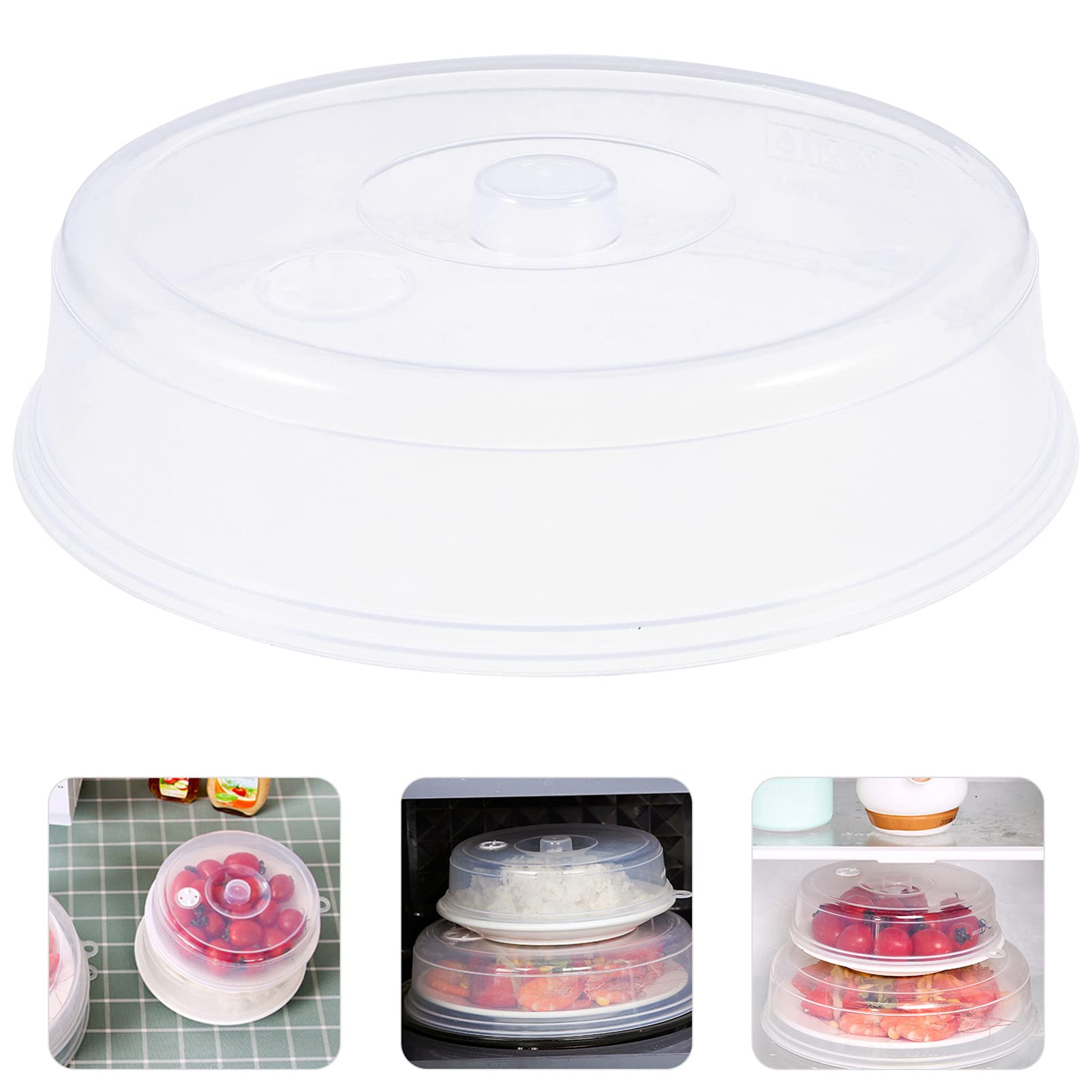 Veemoon 4-Piece Microwave Oven Dish Cover Set - BPA-Free Splatter Guard Lids for Refrigerator & Food Storage - Clear Plastic Plate Covers for Kitchen - Perfect for Meal Prep, Leftovers & Microwave Cooking