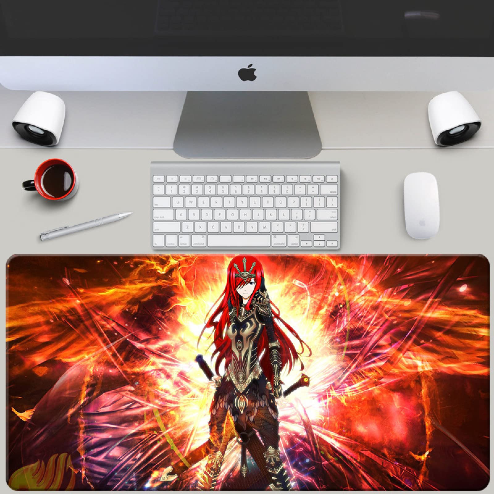 Fairy Tail Anime Mouse Pad - Large Gaming Desk Mat for Keyboard & Computer with Erza, Gray, Lucy, Zeref & Natsu - 800x300x3mm (Size S) - Perfect for Gaming, Office & Anime Fans