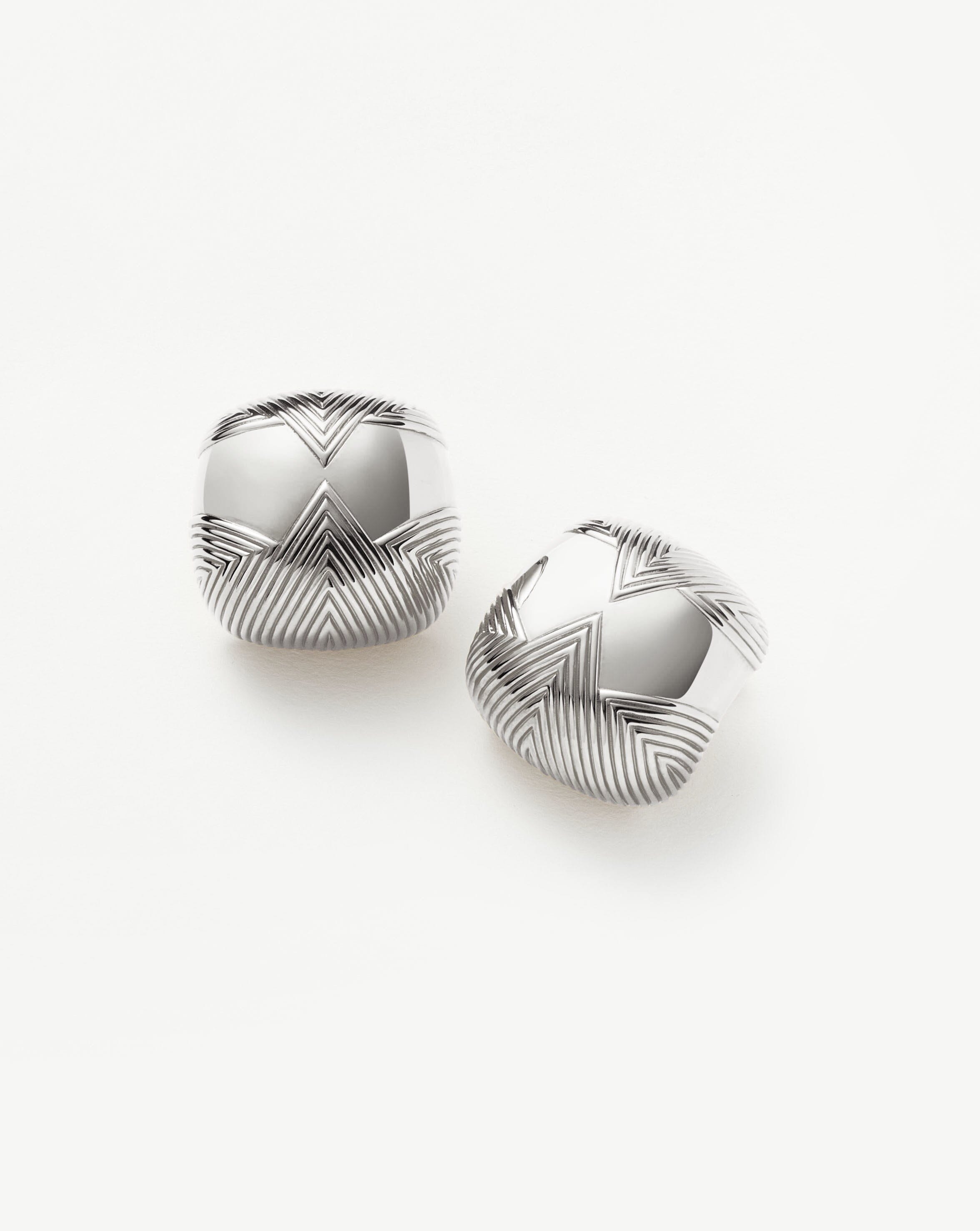 Hera Oversized Dome Ridge Stud Earrings - Silver Plated Fashion Jewelry for Women | Perfect for Parties, Weddings & Everyday Wear