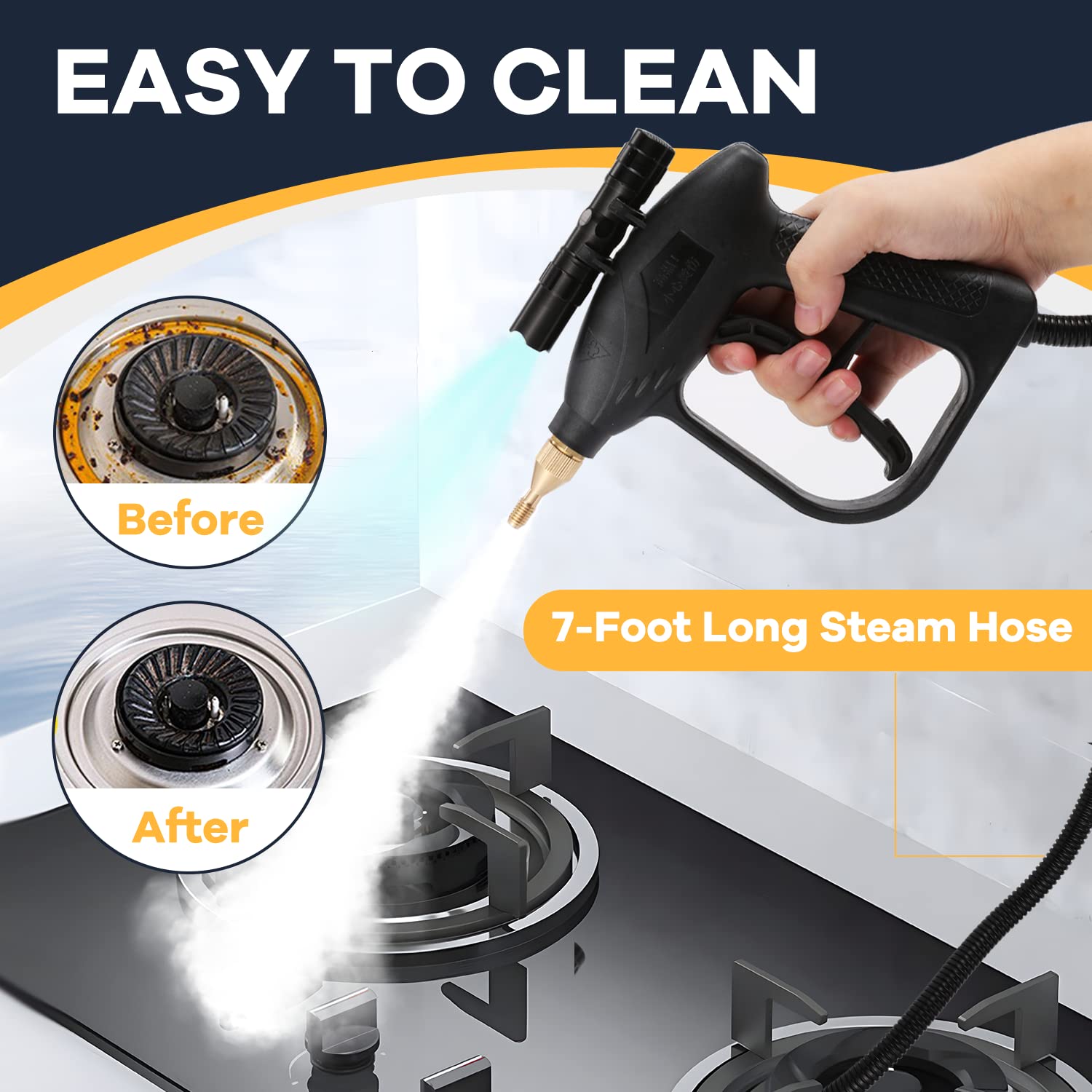 Moongiantgo 2-in-1 Pressurized Steam Cleaner Handheld Steamer with 1000ml Detachable Water Tank - Powerful Deep Cleaning for Floors, Carpets, Upholstery & More - Ideal for Home, Kitchen, Bathroom & Car Interior Cleaning