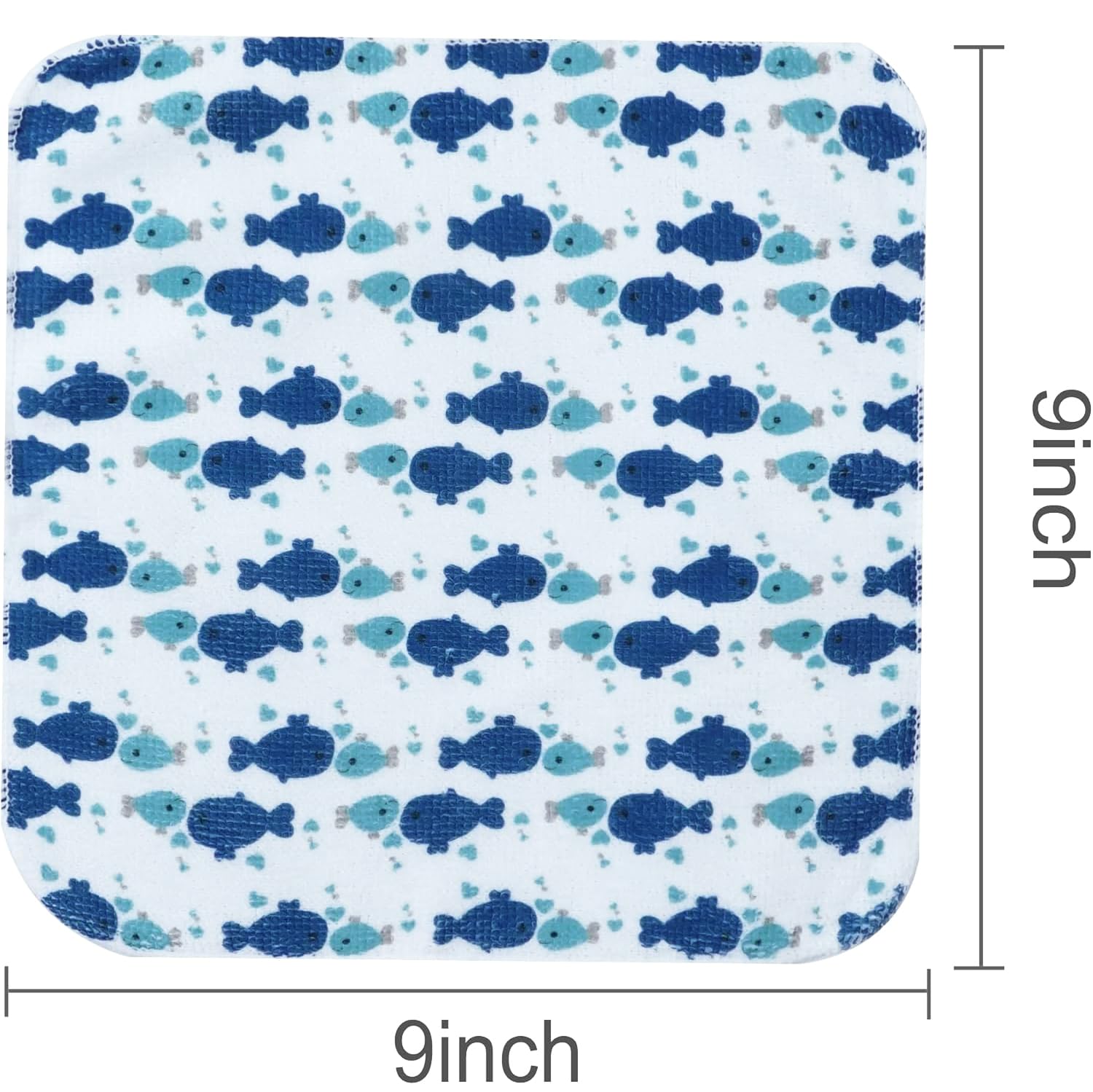 24-Pack Ultra Soft Baby Washcloths - Extra Absorbent & Gentle for Sensitive Skin | 9x9 Inch Whale & Anchor Design | Unisex Face & Body Towels for Boys & Girls | Perfect for Bath Time, Diaper Changes & Gentle Skin Care