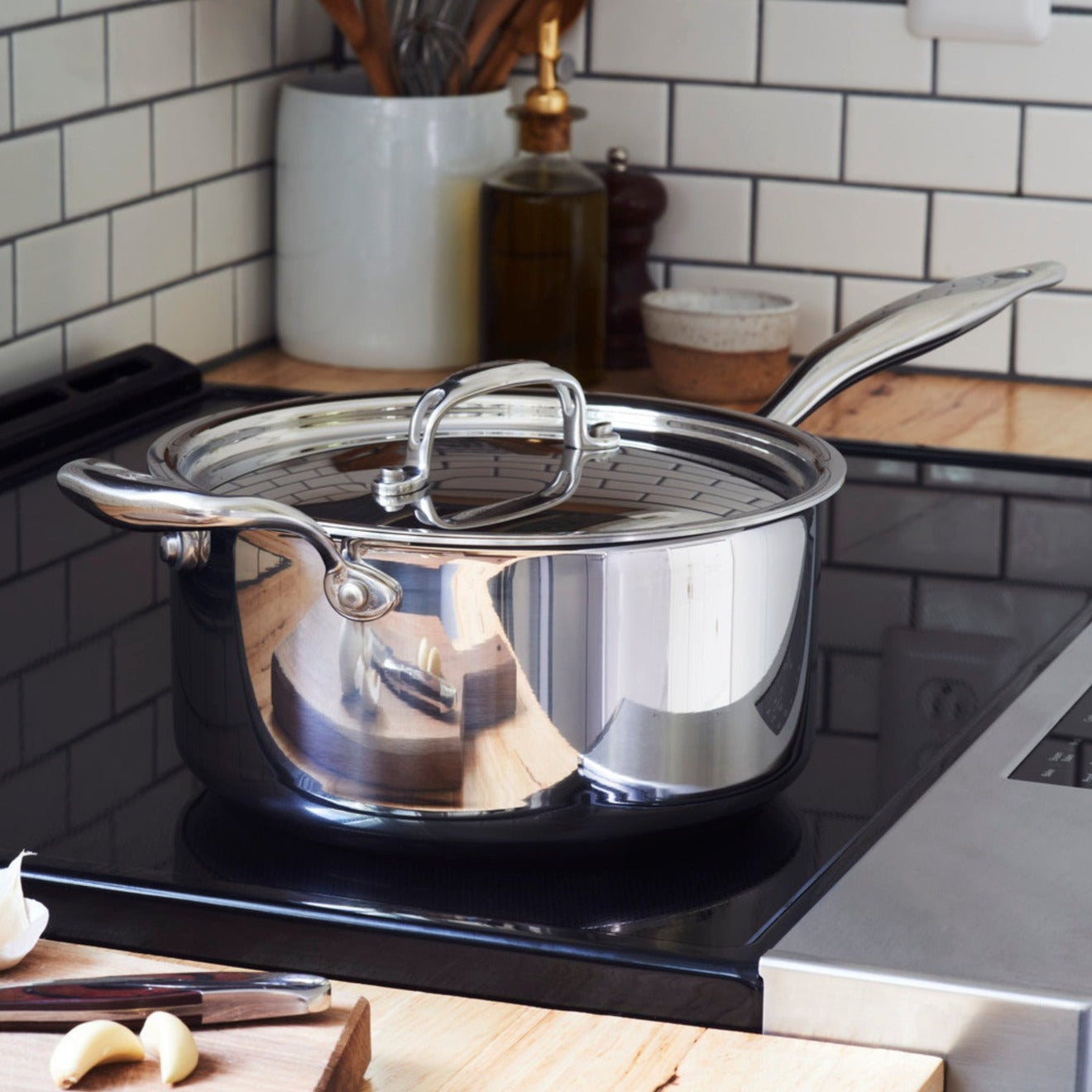 Premium Titanium Series 4 Quart Saucepan with Lid - Nonstick Cooking Pot for Pasta, Soup & Stews - Ideal for Gas, Electric & Induction Stovetops