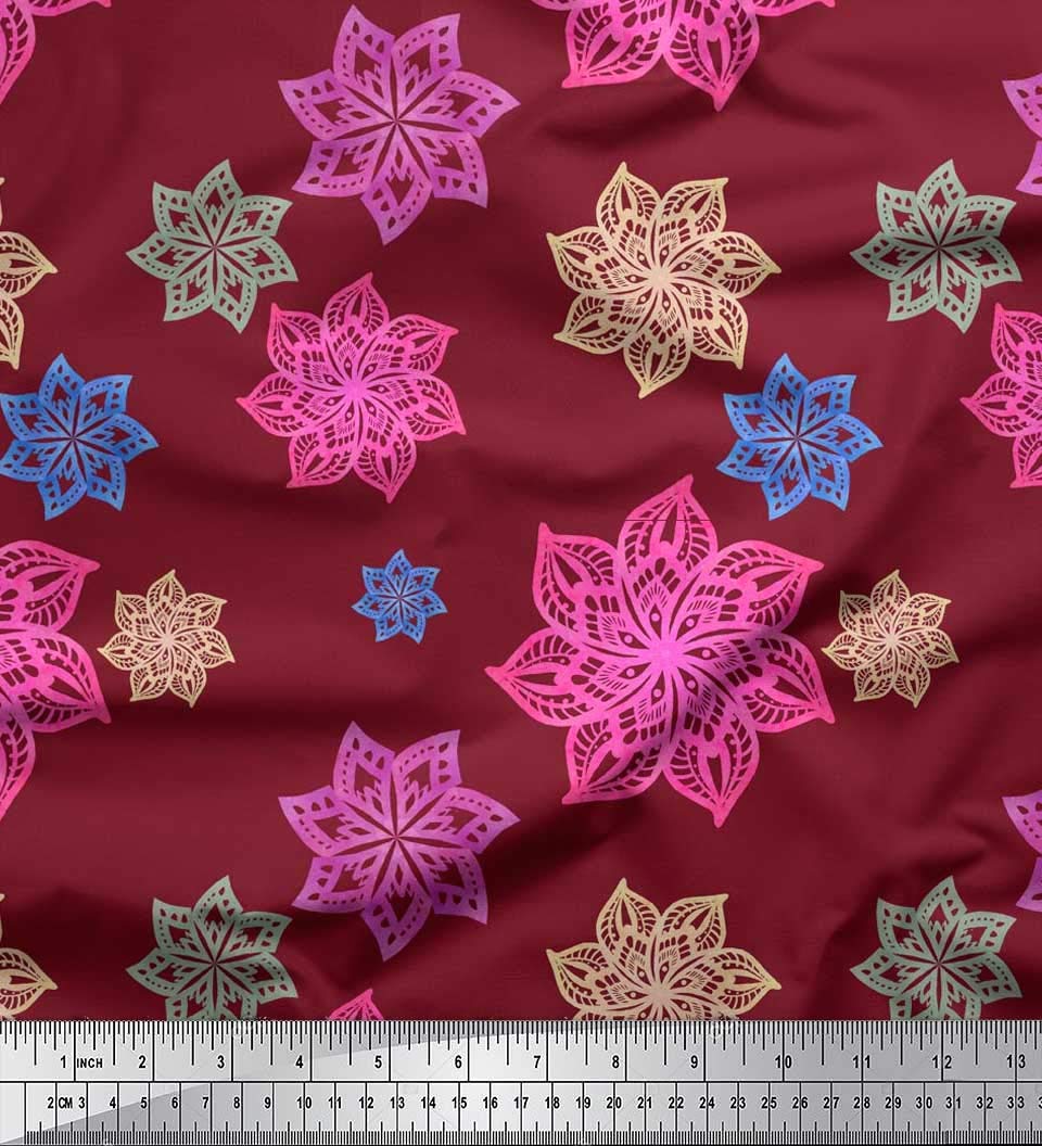 Soimoi Moss Georgette Brown Fabric by The Yard - 42 Inch Wide Floral Ethnic Print Material for Dresses, Scarves & DIY Crafts - Lightweight & Whimsical Patterns for Apparel Design