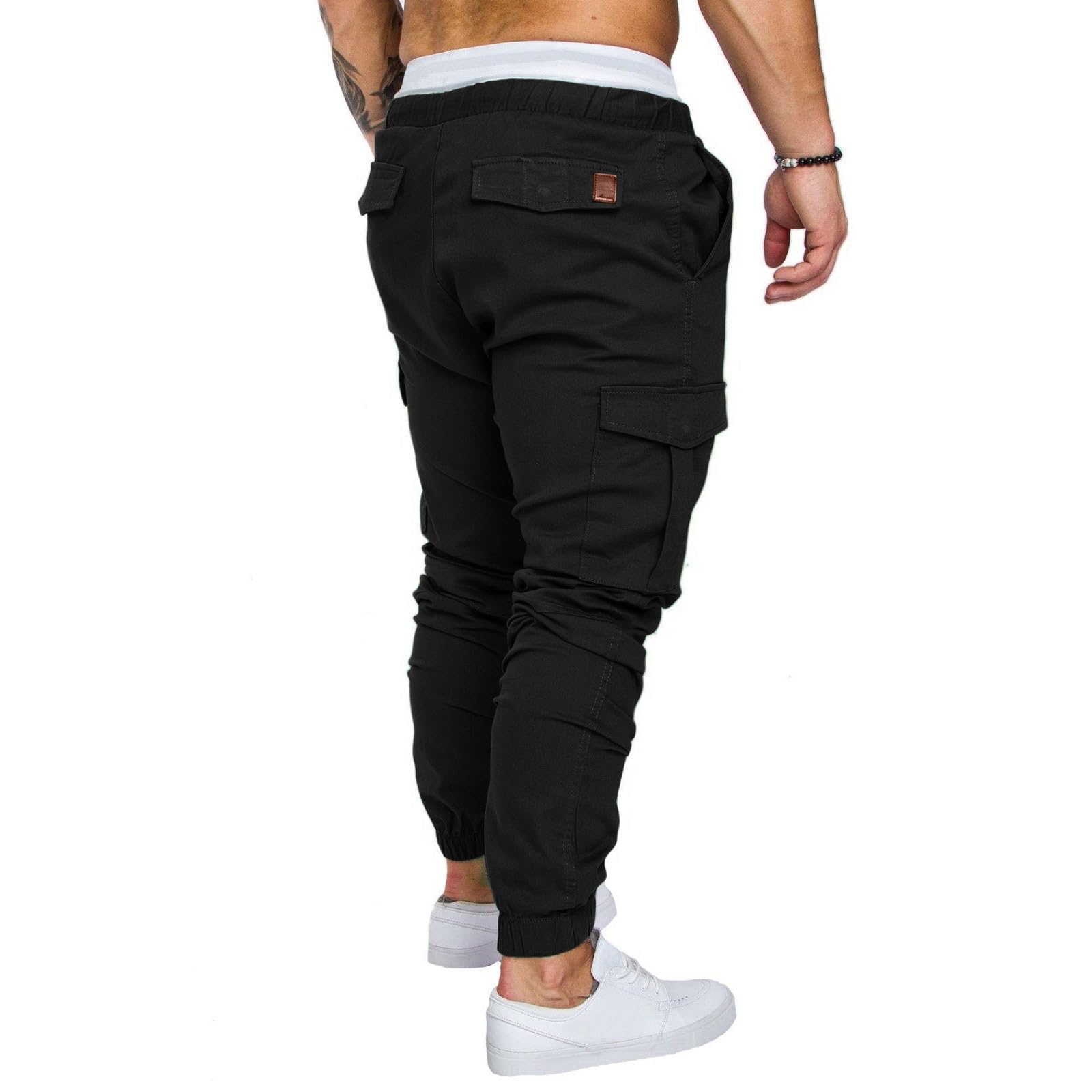 Men's Elastic Waist Sweatpants with Pockets - Trendy Wide Leg Dress Pants for Casual Wear, Lounge & Office | Comfortable Trousers for Everyday Use