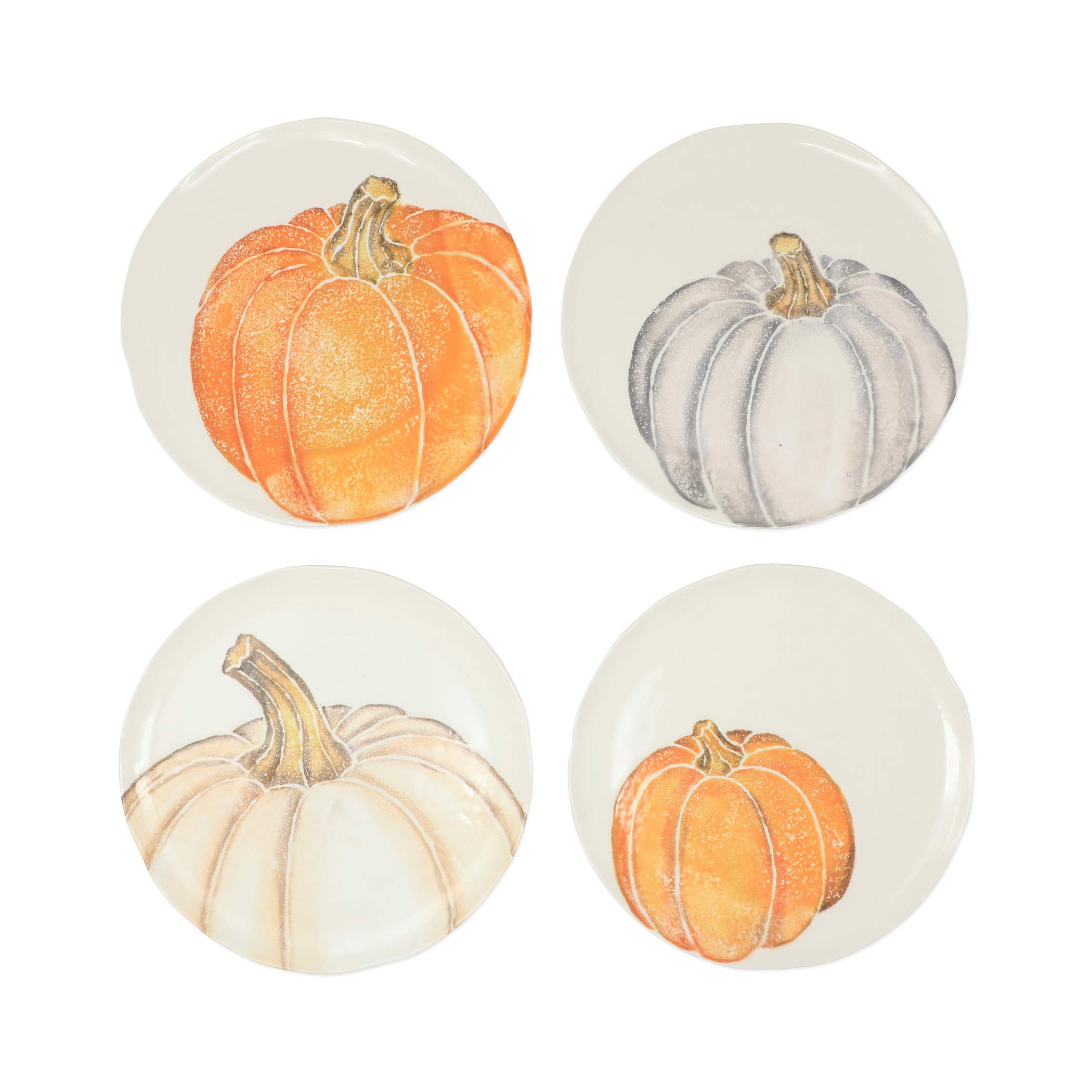 Vietri Pumpkins Assorted Salad Plates - Set of 4, 9