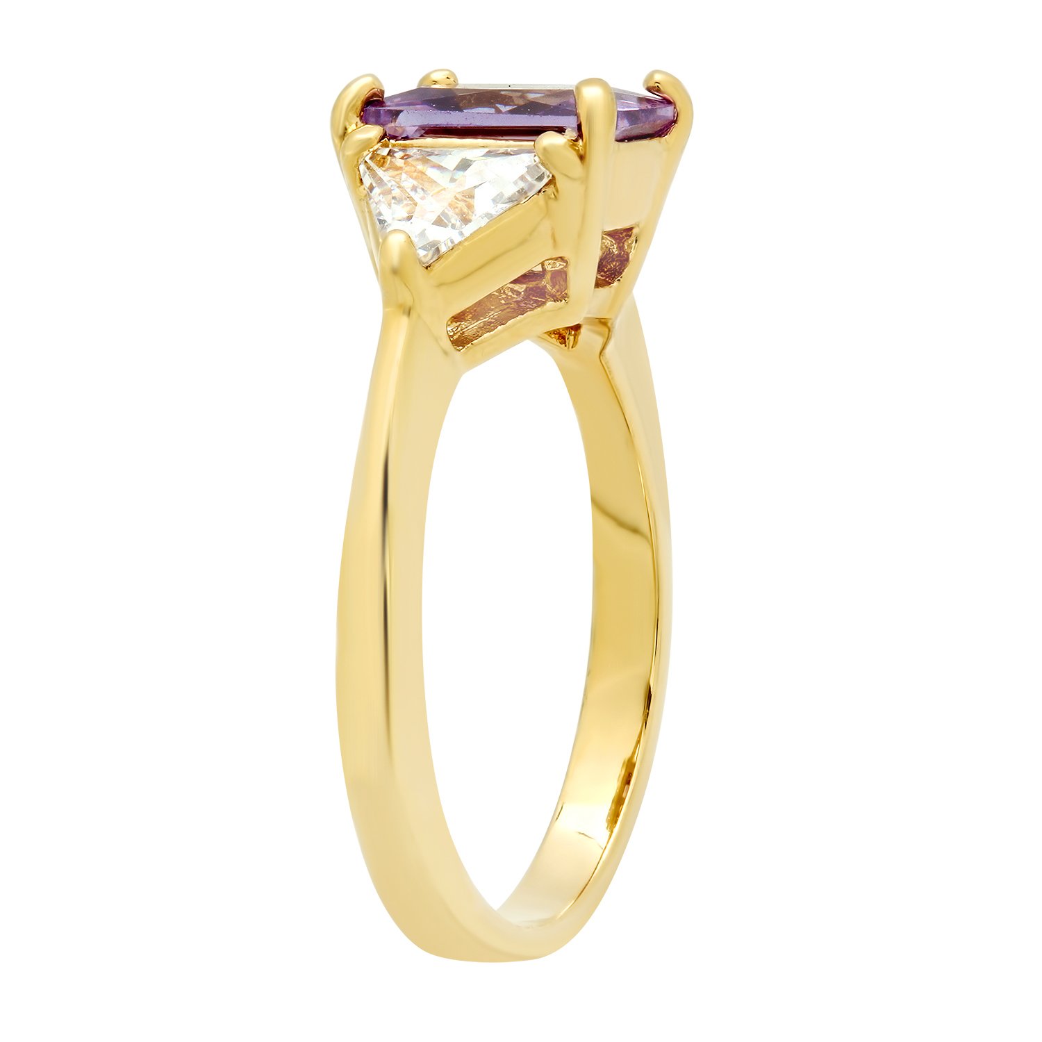 Gold Plated Emerald-Cut Lavender CZ Ring for Women - Elegant Jewelry Gift