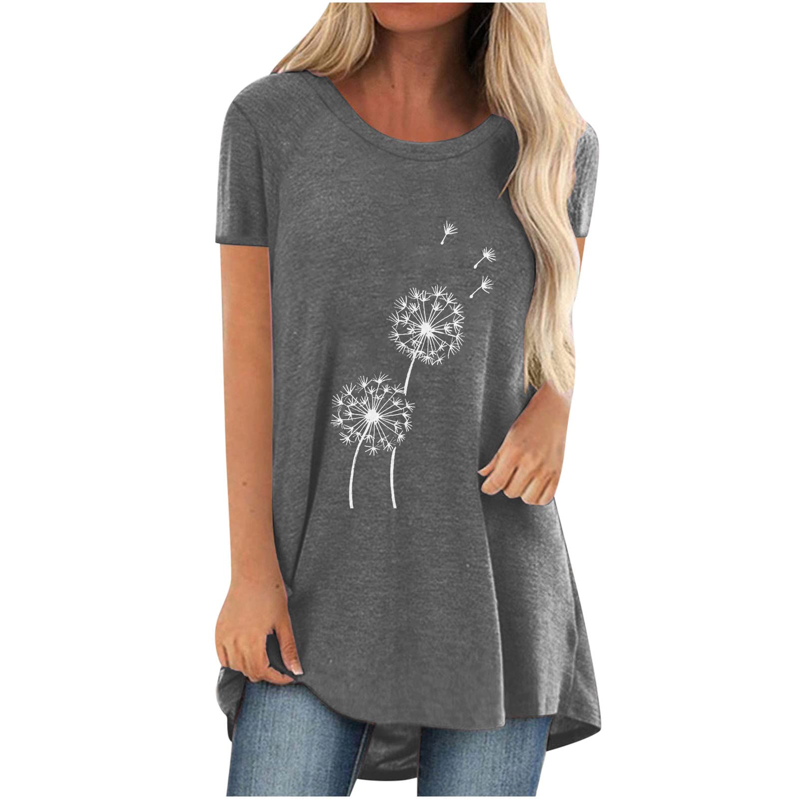 Women's Oversized T-Shirts - Fashion Casual Printed Short Sleeve Loose Tee Tops & Long Tunic Blouses - Plus Size Comfort Wear for Everyday, Lounge & Street Style