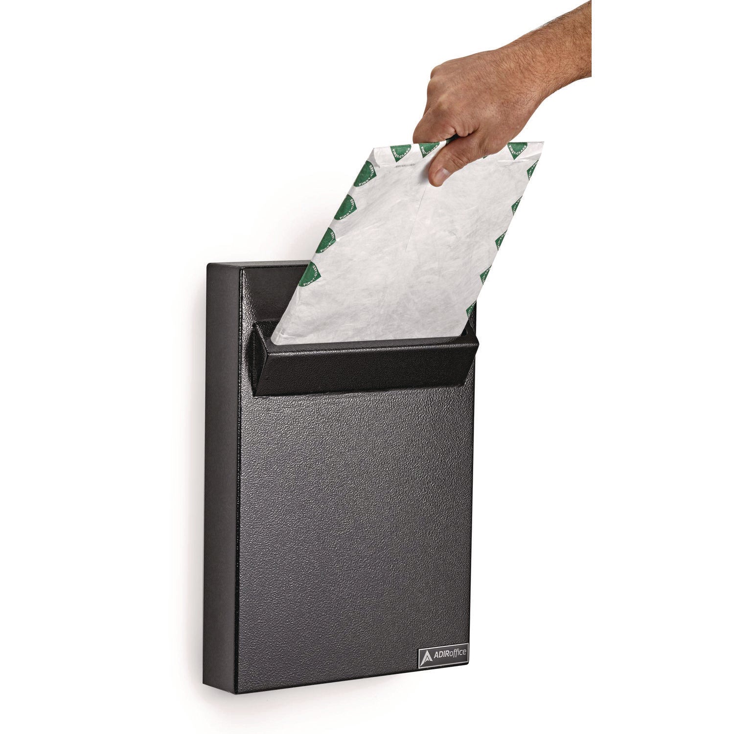 AdirOffice Large Weatherproof Steel Wall Mounted Secure Drop Box - 11 x 2.4 x 16 Inches, Black - Perfect for Mail, Package & Document Delivery for Homes, Offices & Businesses
