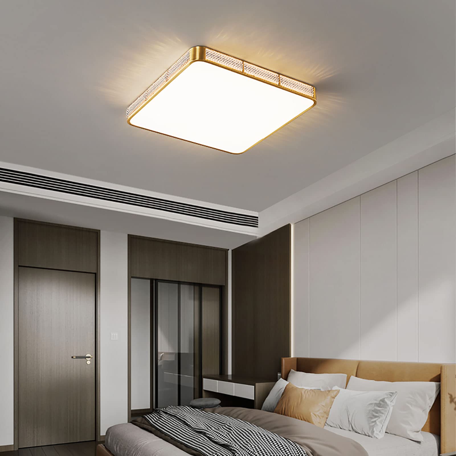 Modern Square LED Ceiling Light - 40x40x5cm Gold Flush Mount Lighting Fixture for Bedroom, Kitchen, Hallway & Living Room | Energy-Efficient Slim Design for Home & Office Spaces