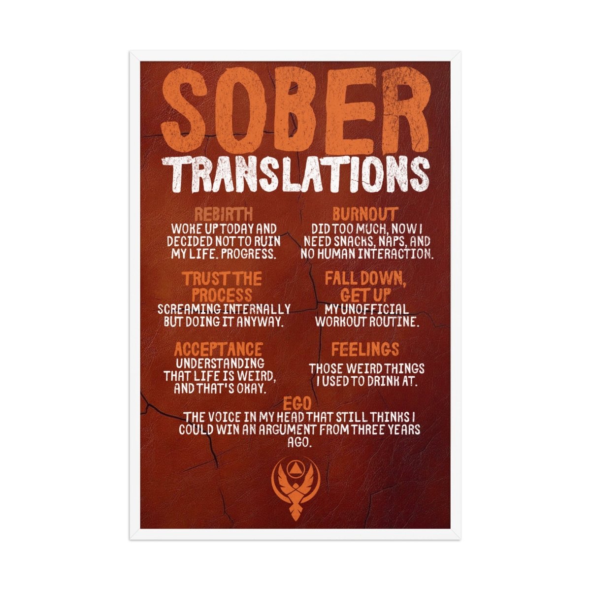 Sober Translations Vol. 4 - Motivational Framed Wall Art Poster for Home & Office Decor - Inspirational Quote Print for Living Room, Bedroom or Workspace