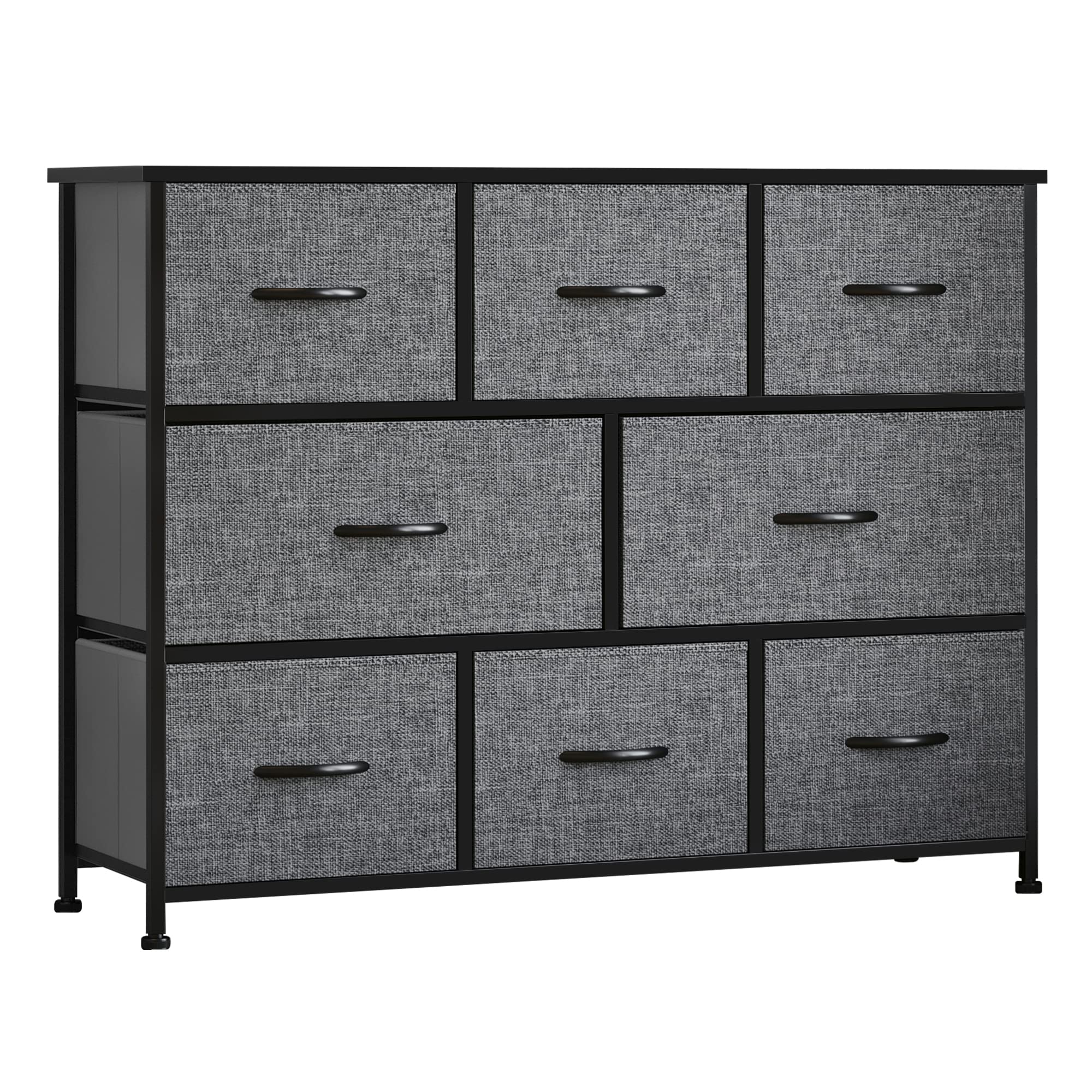 HOMCOM 8-Drawer Dresser Organizer with Steel Frame, 3-Tier Fabric Storage Tower for Bedroom & Hallway - Dark Grey | Perfect for Clothes, Toys & Home Organization