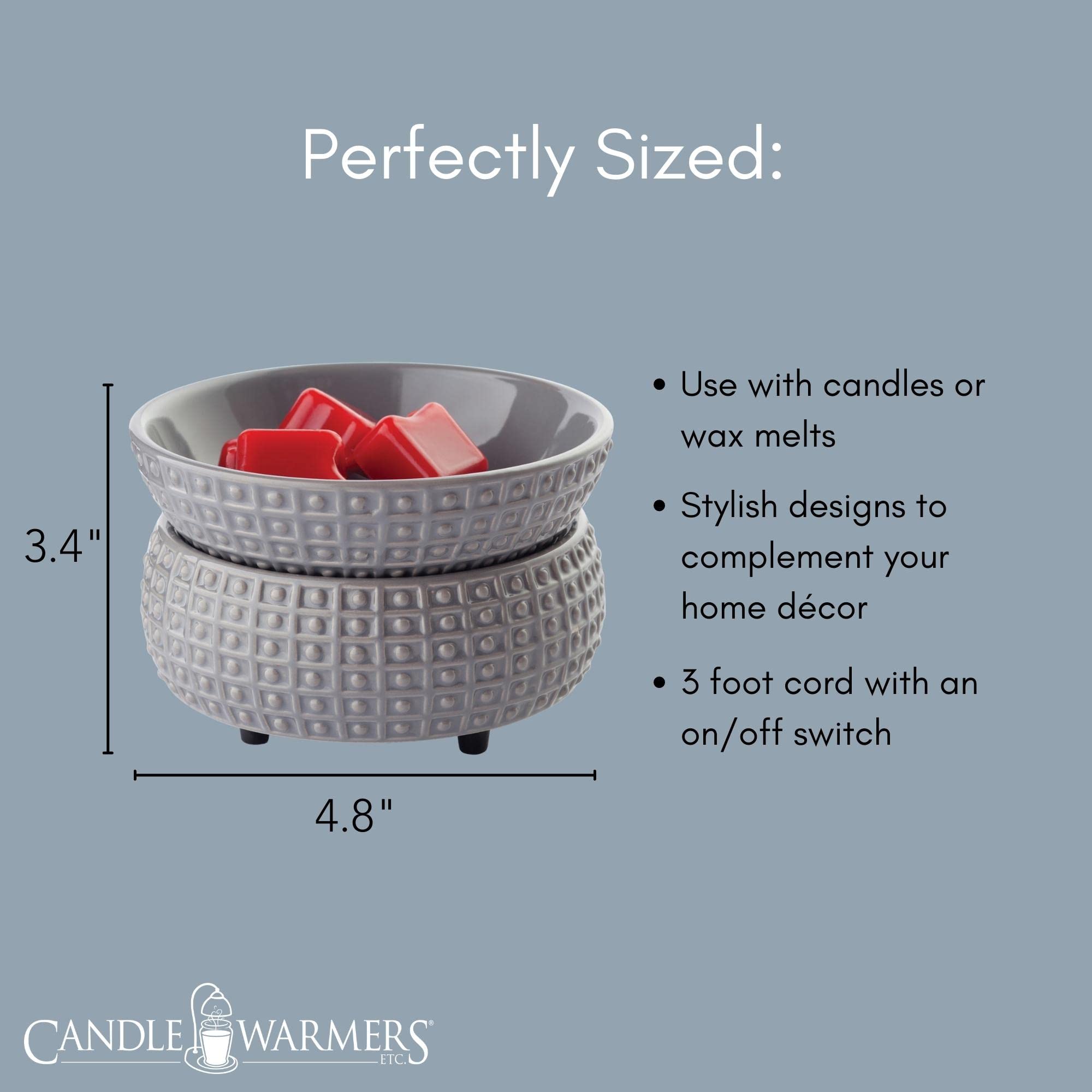 2-in-1 Candle and Fragrance Warmer for Scented Candles & Wax Melts - Slate Finish Room Freshener for Home, Office, Spa Relaxation and Aromatherapy